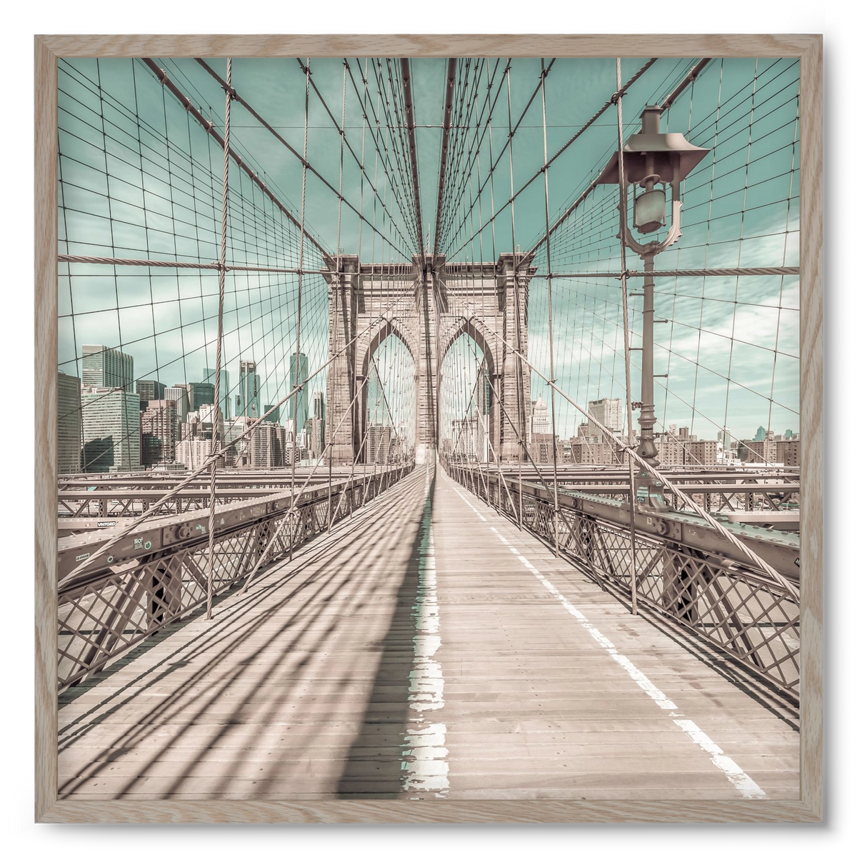 NEW YORK CITY Brooklyn Bridge | urban vintage style, 50x50 cm (50x50 cm), Tölgy keret