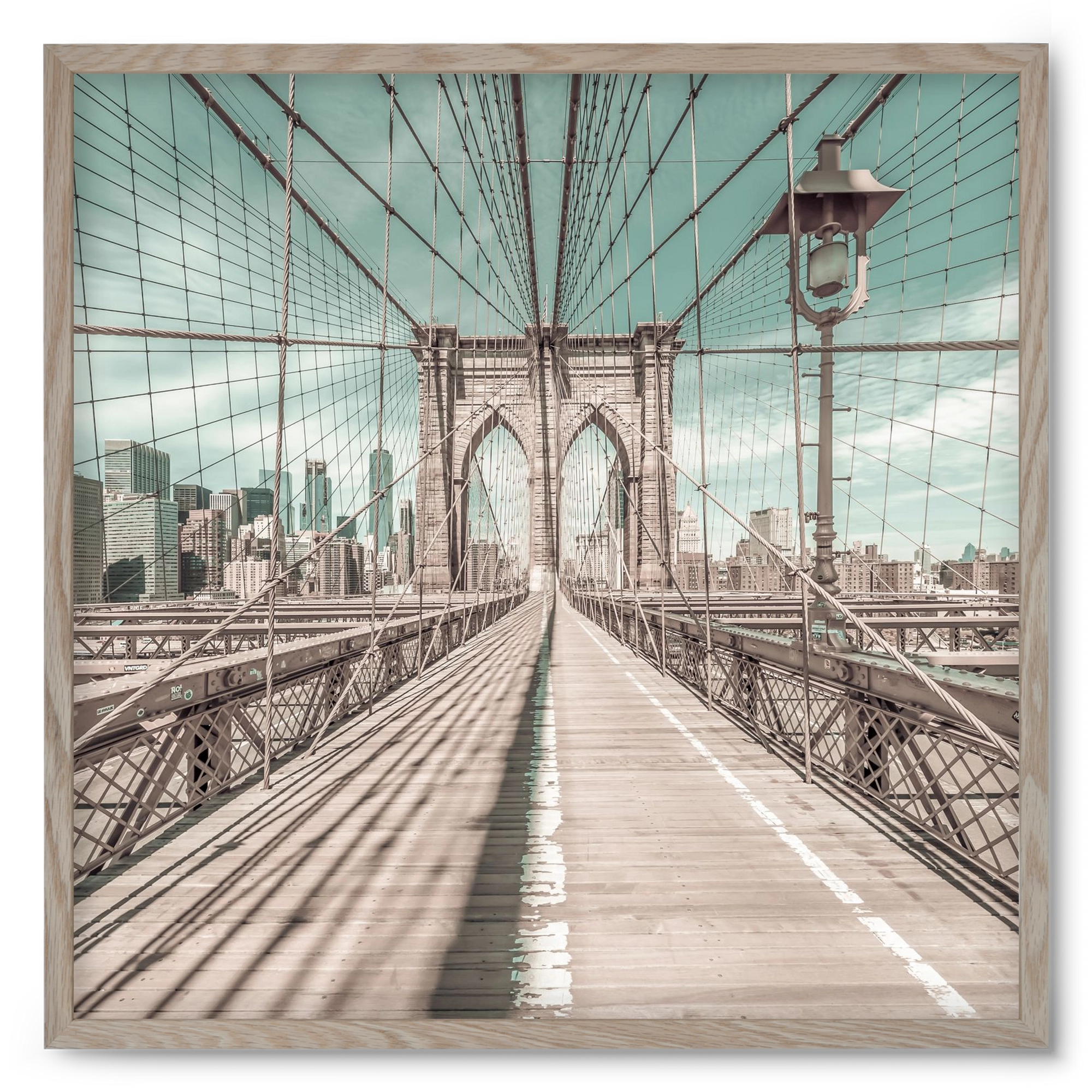 NEW YORK CITY Brooklyn Bridge | urban vintage style, 50x50 cm (50x50 cm), Tölgy keret