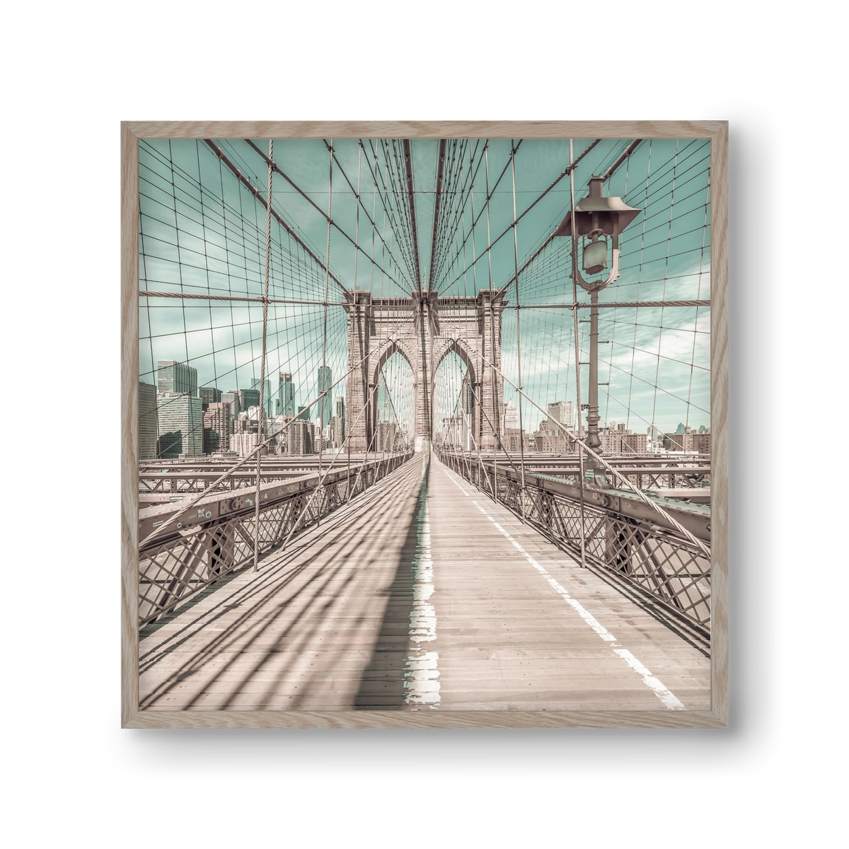 NEW YORK CITY Brooklyn Bridge | urban vintage style, 30x30 cm (30x30 cm), Tölgy keret