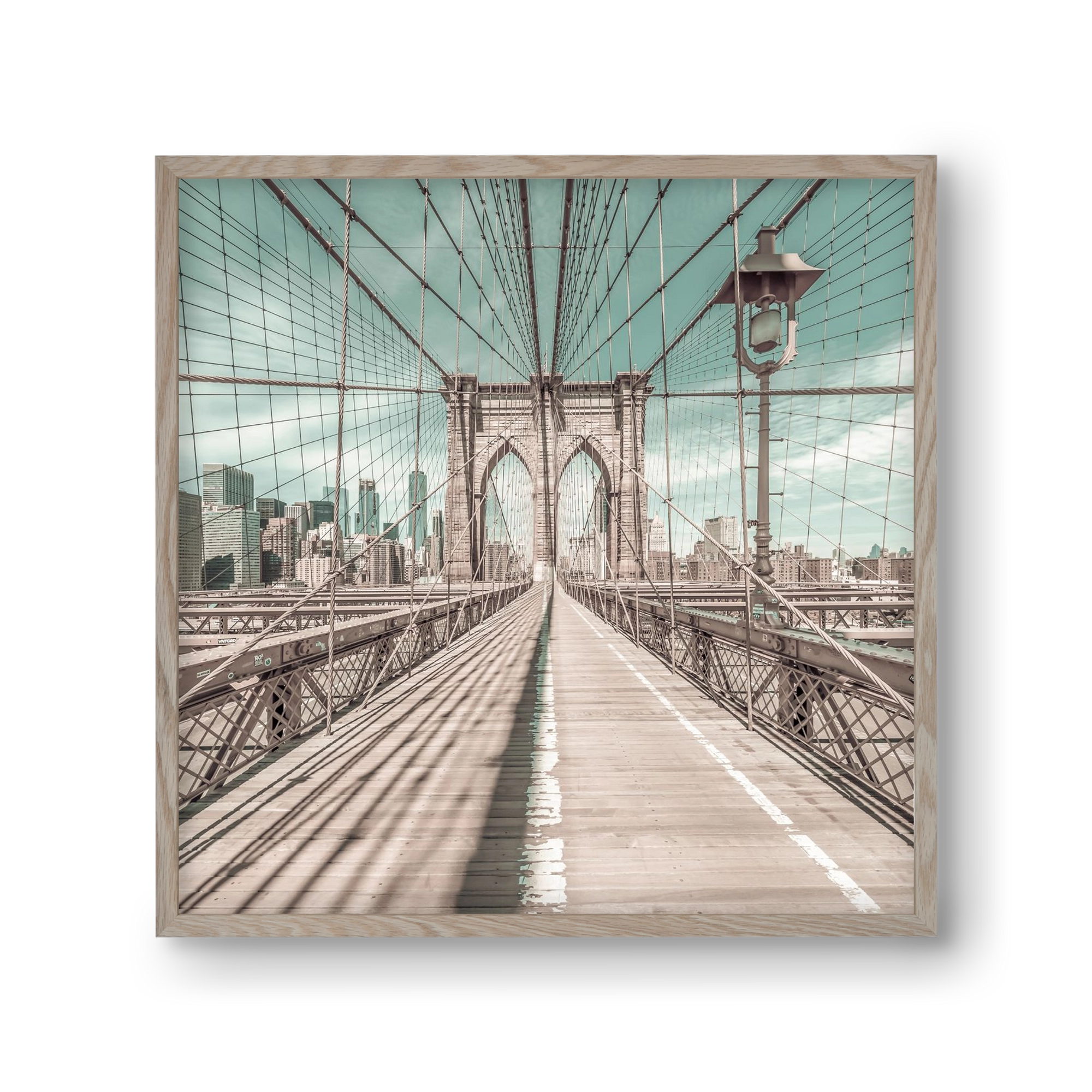 NEW YORK CITY Brooklyn Bridge | urban vintage style, 30x30 cm (30x30 cm), Tölgy keret