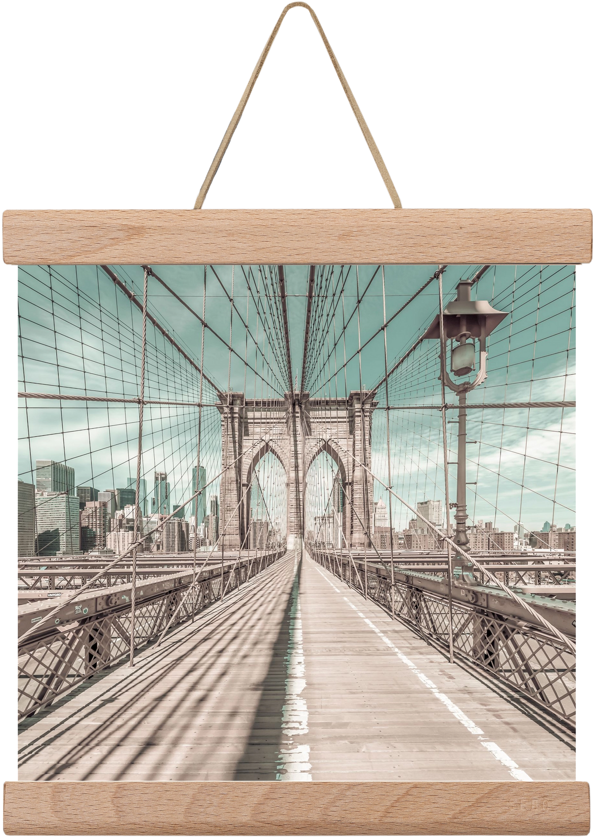 NEW YORK CITY Brooklyn Bridge | urban vintage style, 20x20 cm (20x20 cm), Tölgy akasztó