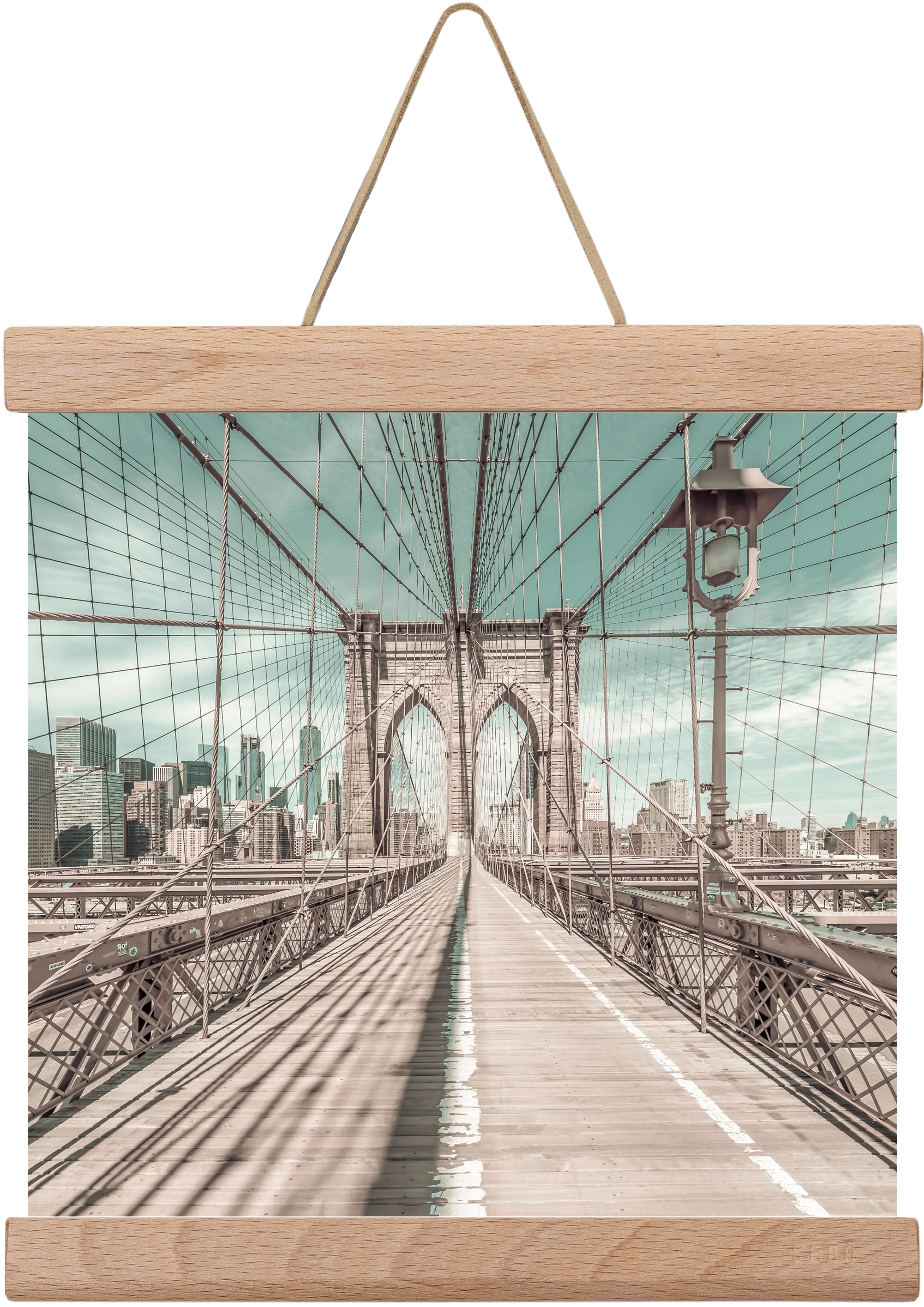 NEW YORK CITY Brooklyn Bridge | urban vintage style, 20x20 cm (20x20 cm), Tölgy akasztó