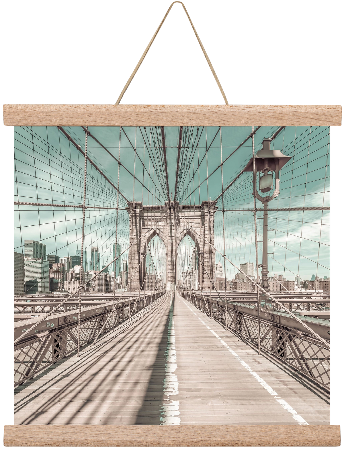 NEW YORK CITY Brooklyn Bridge | urban vintage style, 30x30 cm (30x30 cm), Tölgy akasztó