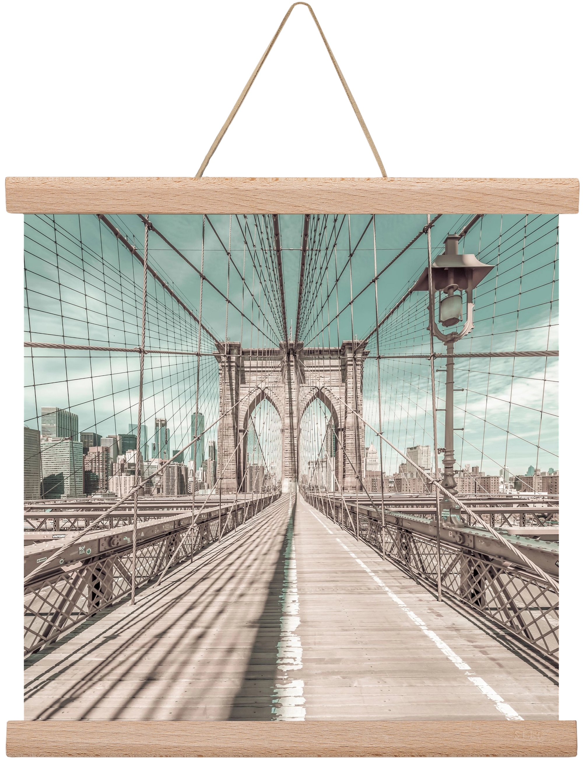 NEW YORK CITY Brooklyn Bridge | urban vintage style, 30x30 cm (30x30 cm), Tölgy akasztó