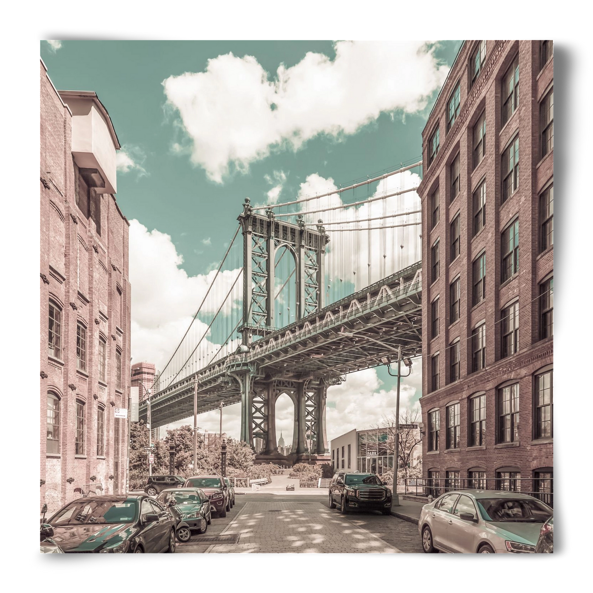 NEW YORK CITY Manhattan Bridge | urban vintage style, 50x50 cm, Keret nélkül