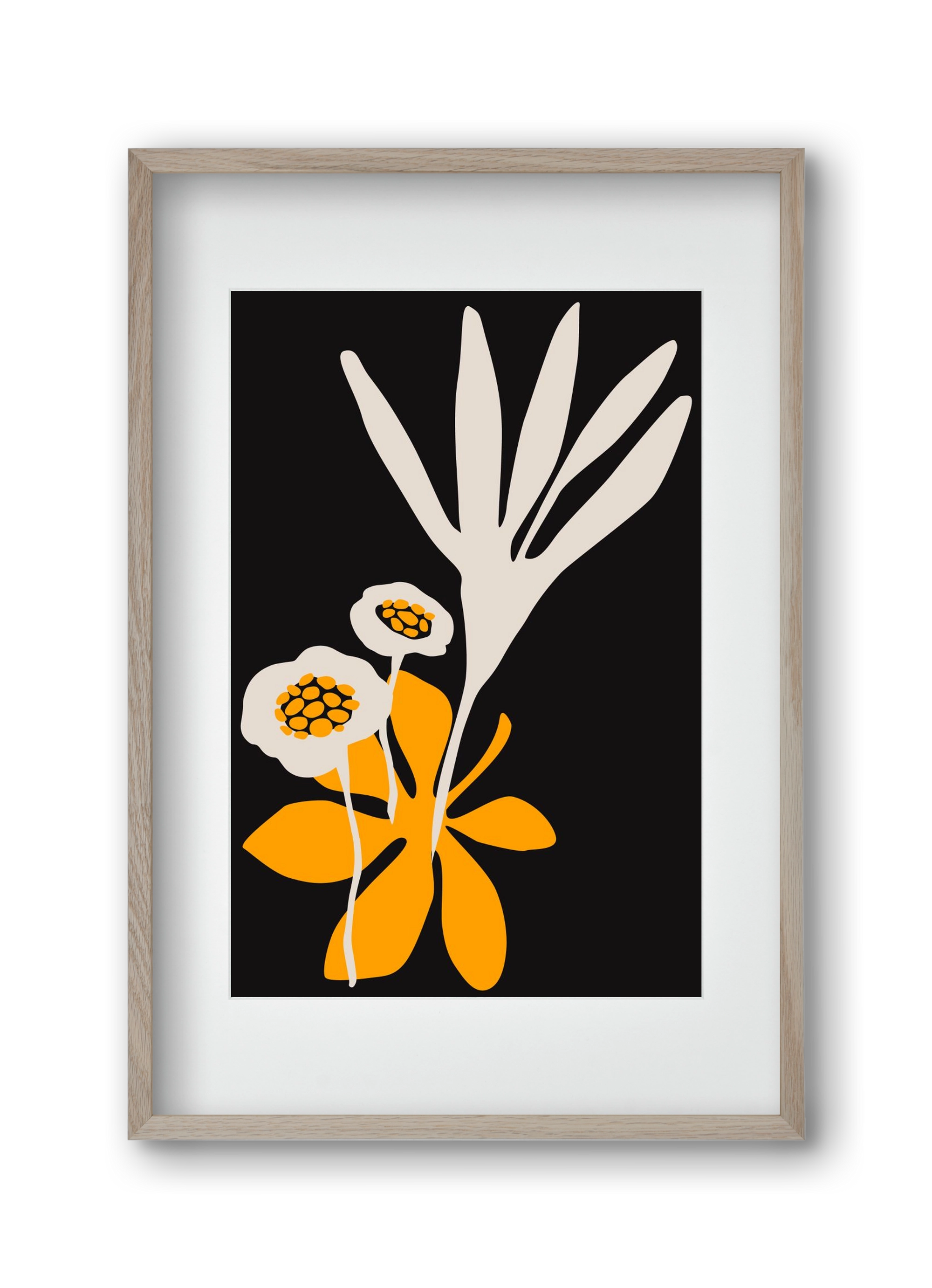 Blossom beauty - Nero, 30x45 cm (20x30 cm), Tölgy keret, paszpartuval