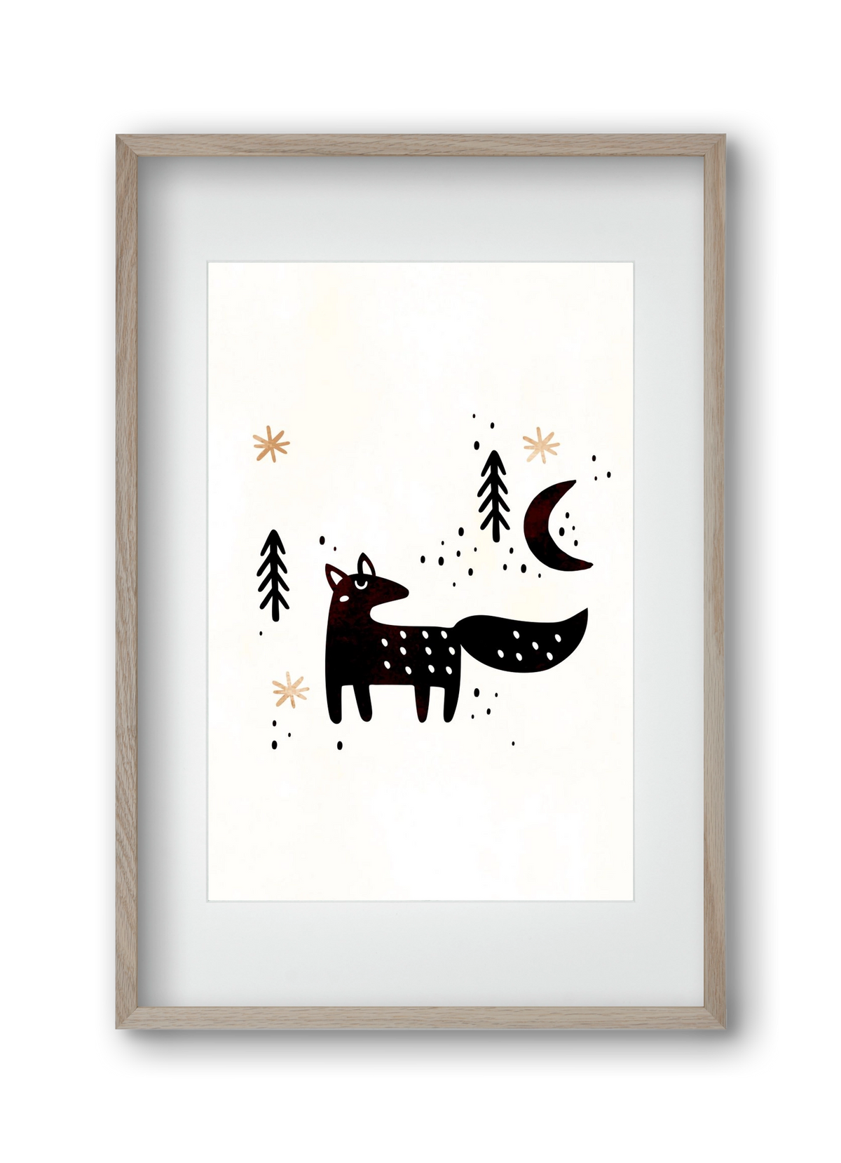 Little winter fox, 30x45 cm (20x30 cm), Tölgy keret, paszpartuval