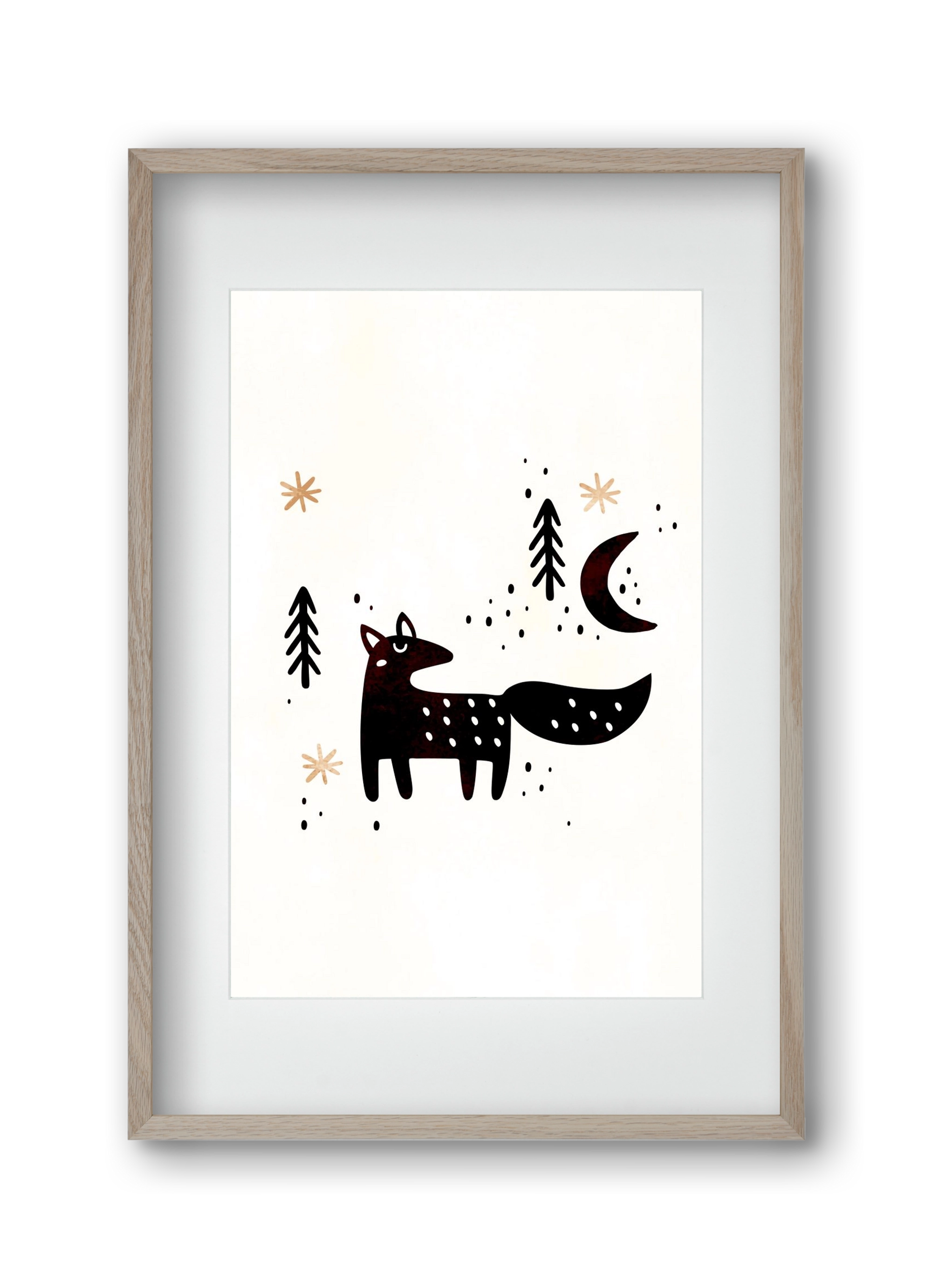 Little winter fox, 30x45 cm (20x30 cm), Tölgy keret, paszpartuval