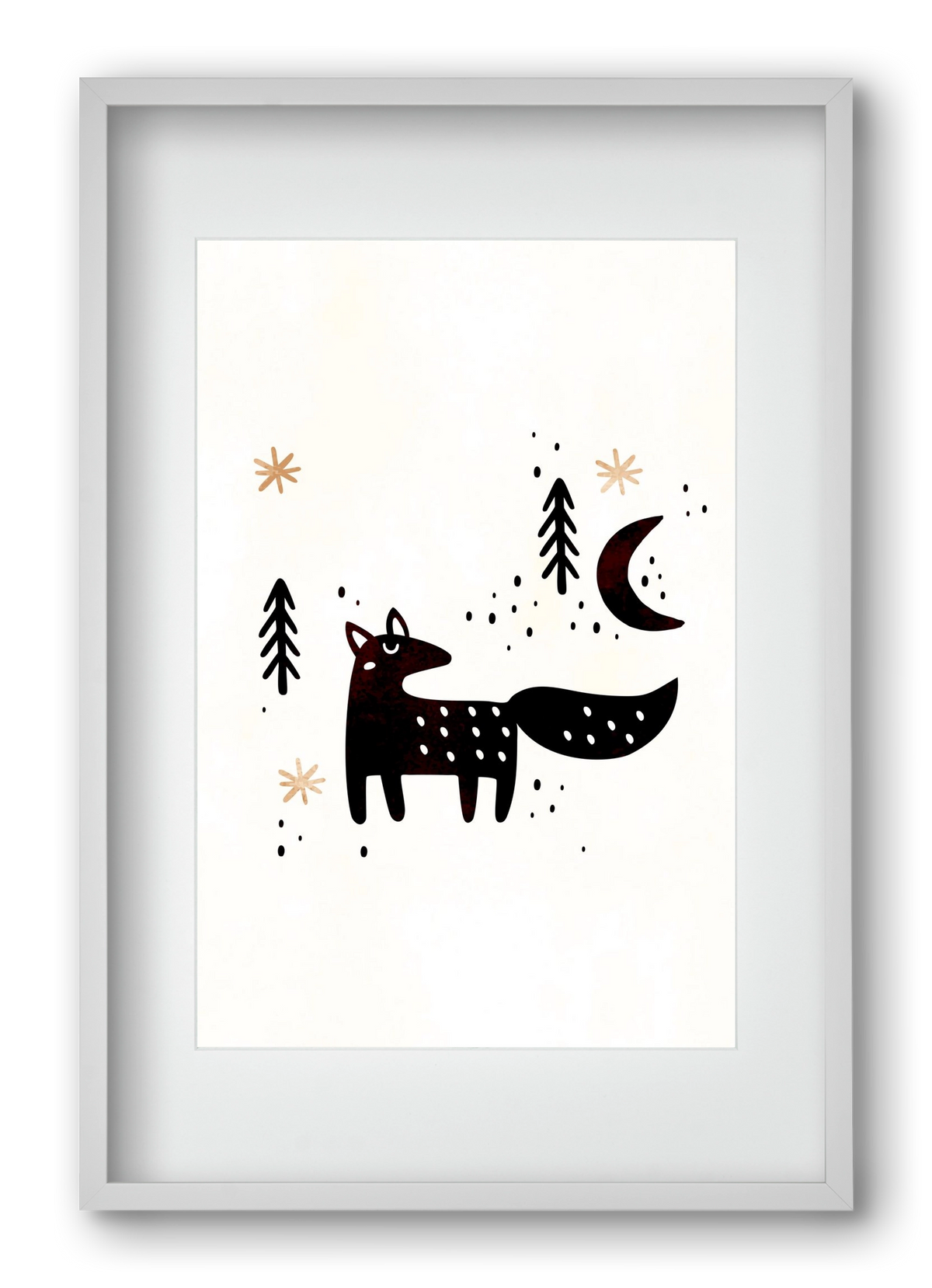 Little winter fox, 40x60 cm (30x45 cm), Fehér keret, paszpartuval