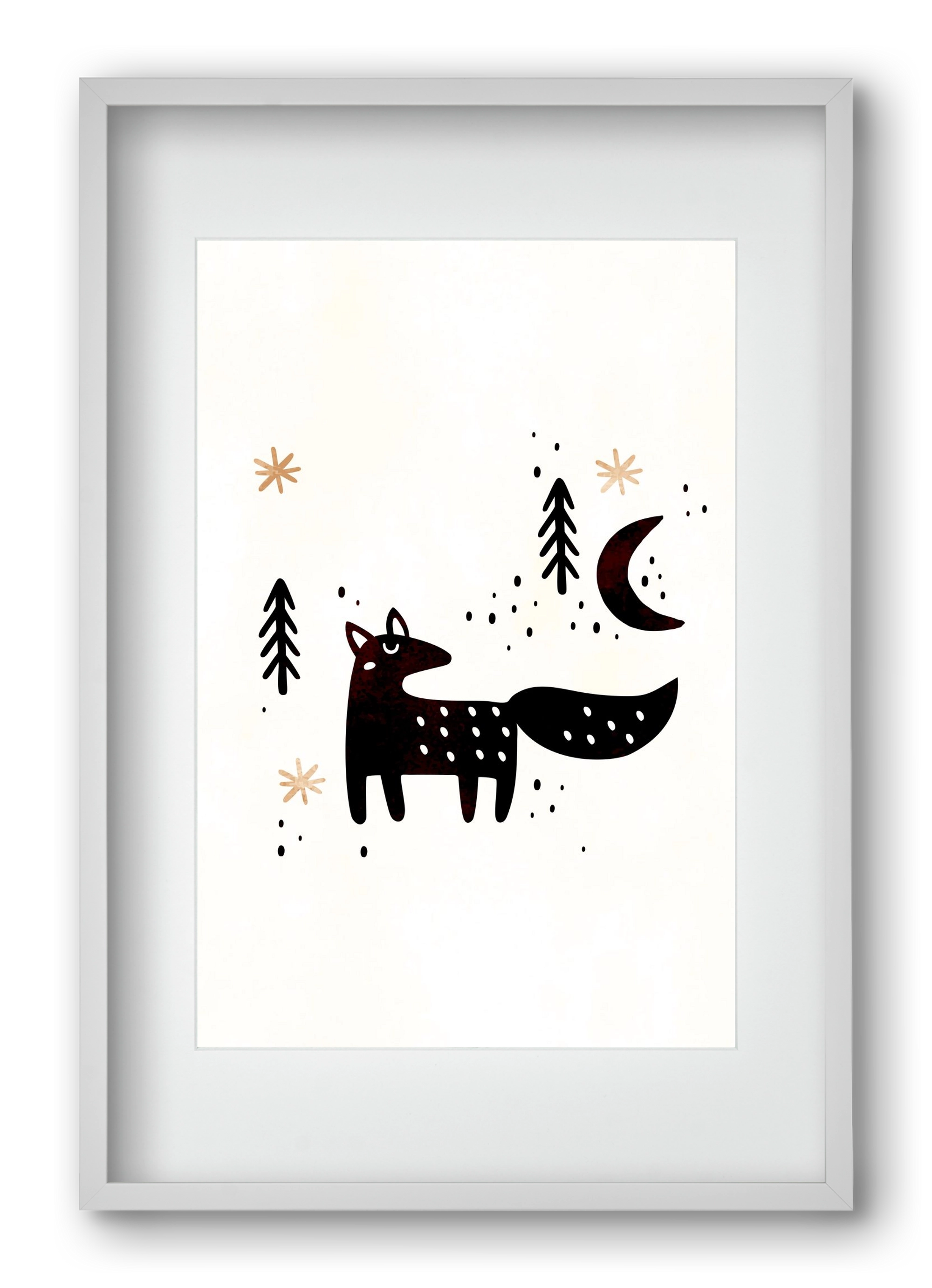 Little winter fox, 40x60 cm (30x45 cm), Fehér keret, paszpartuval