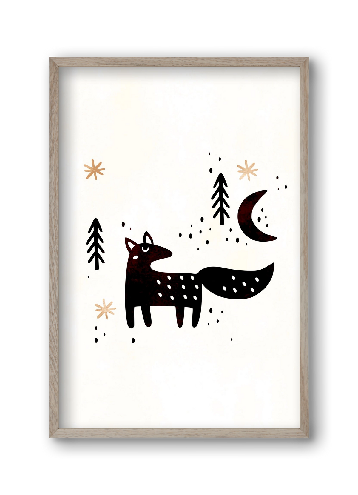 Little winter fox, 30x45 cm (30x45 cm), Tölgy keret