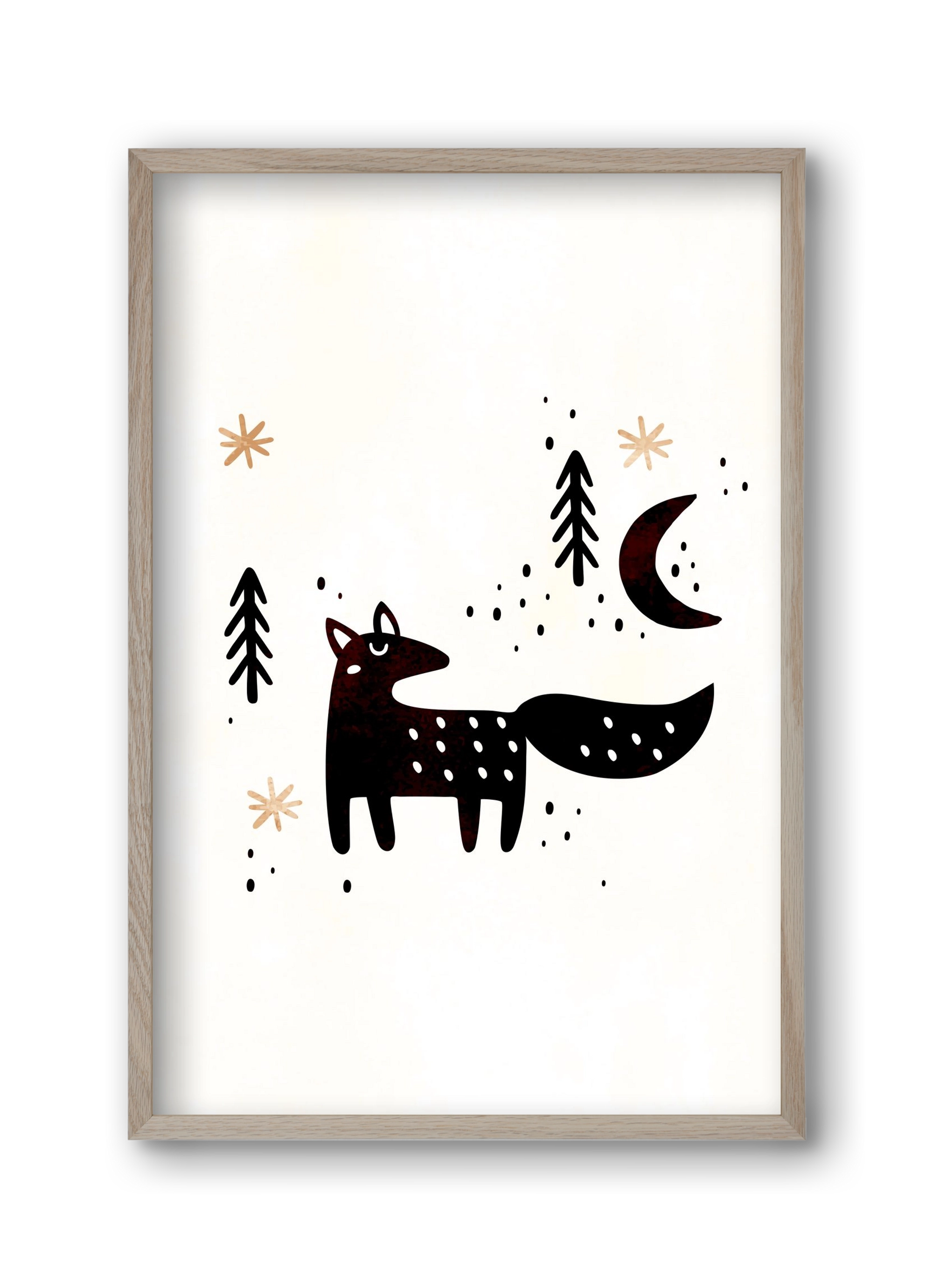 Little winter fox, 30x45 cm (30x45 cm), Tölgy keret