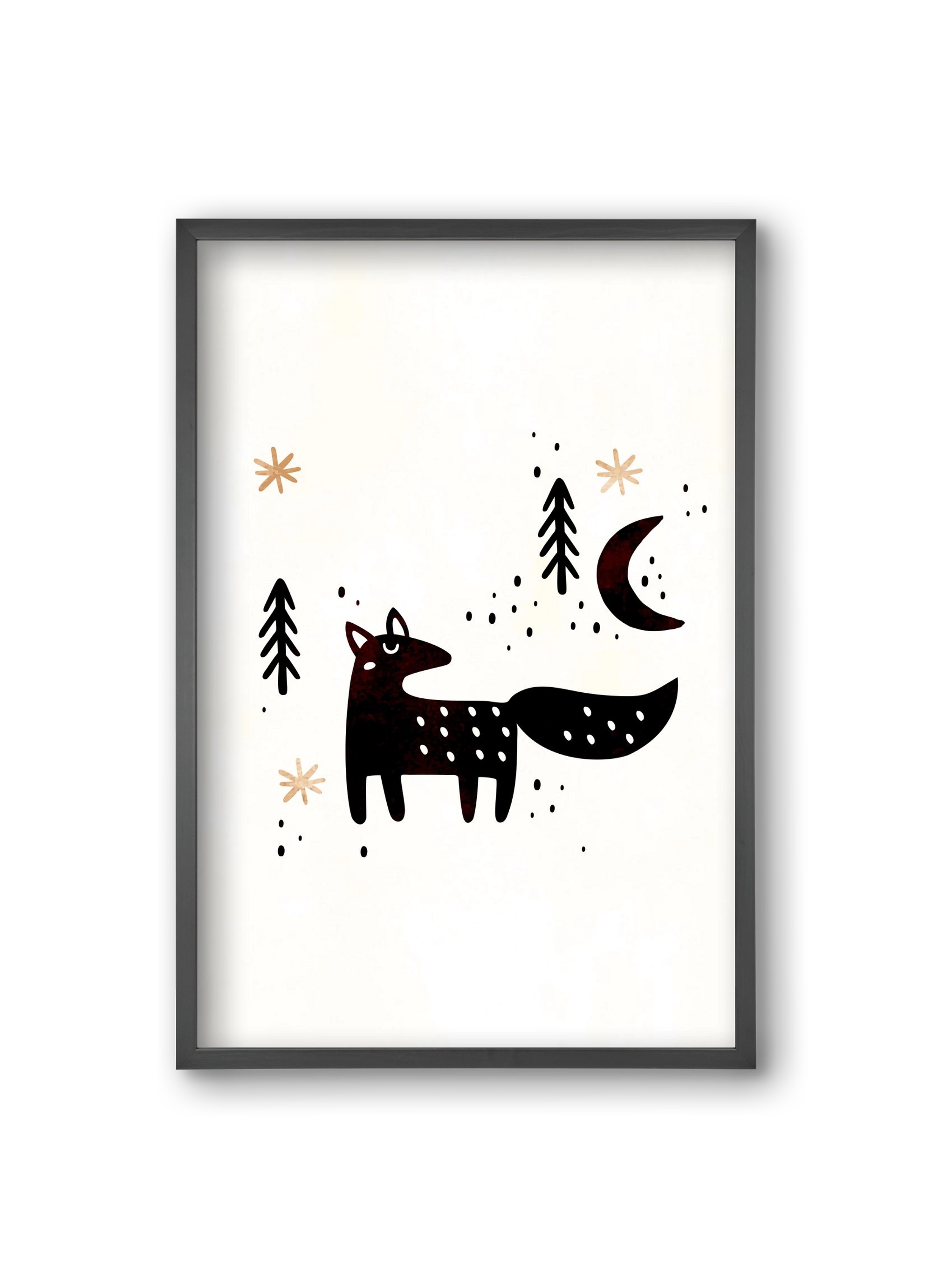 Little winter fox, 20x30 cm (20x30 cm), Fekete keret