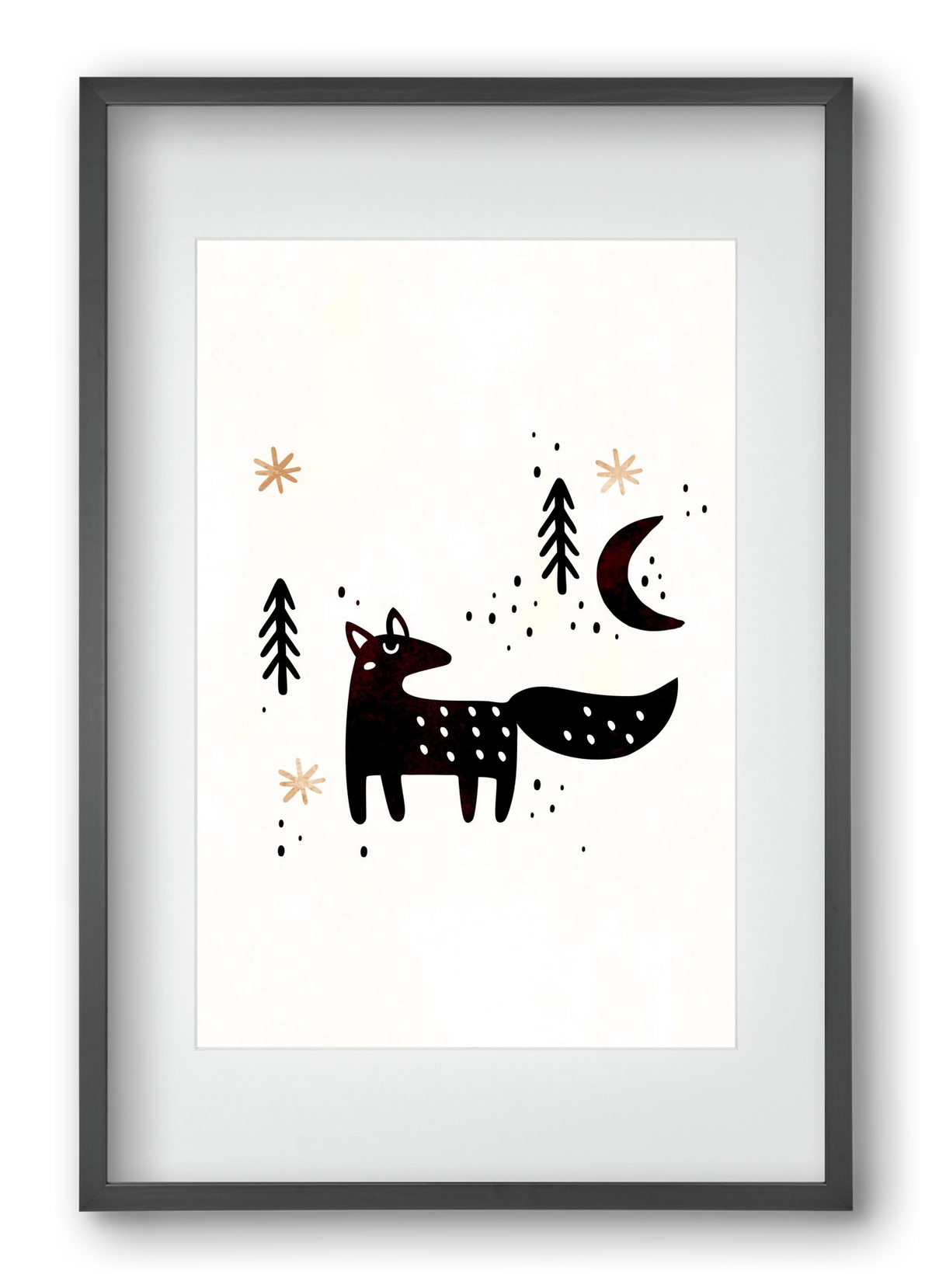 Little winter fox, 40x60 cm (30x45 cm), Fekete keret, paszpartuval