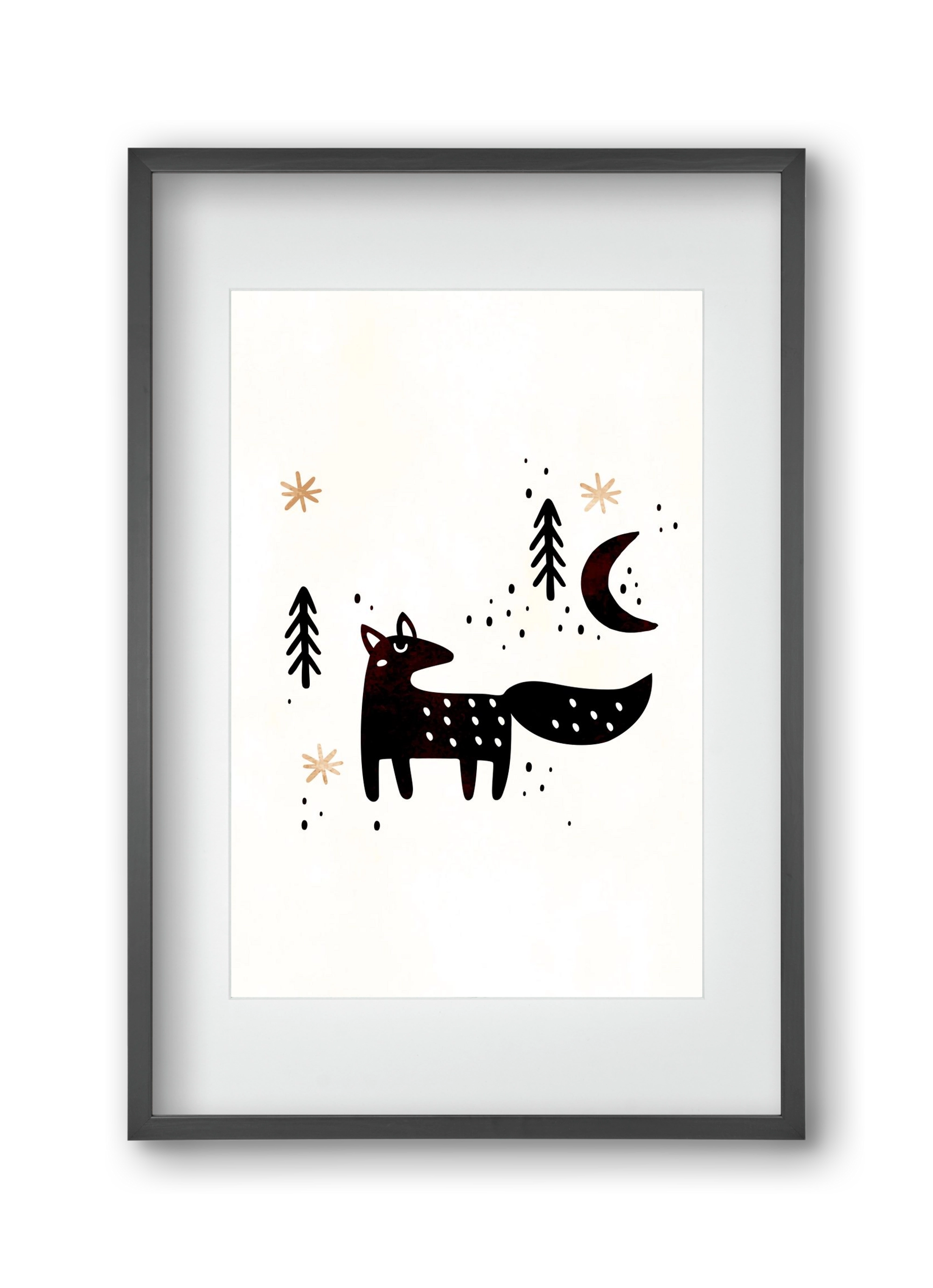 Little winter fox, 30x45 cm (20x30 cm), Fekete keret, paszpartuval