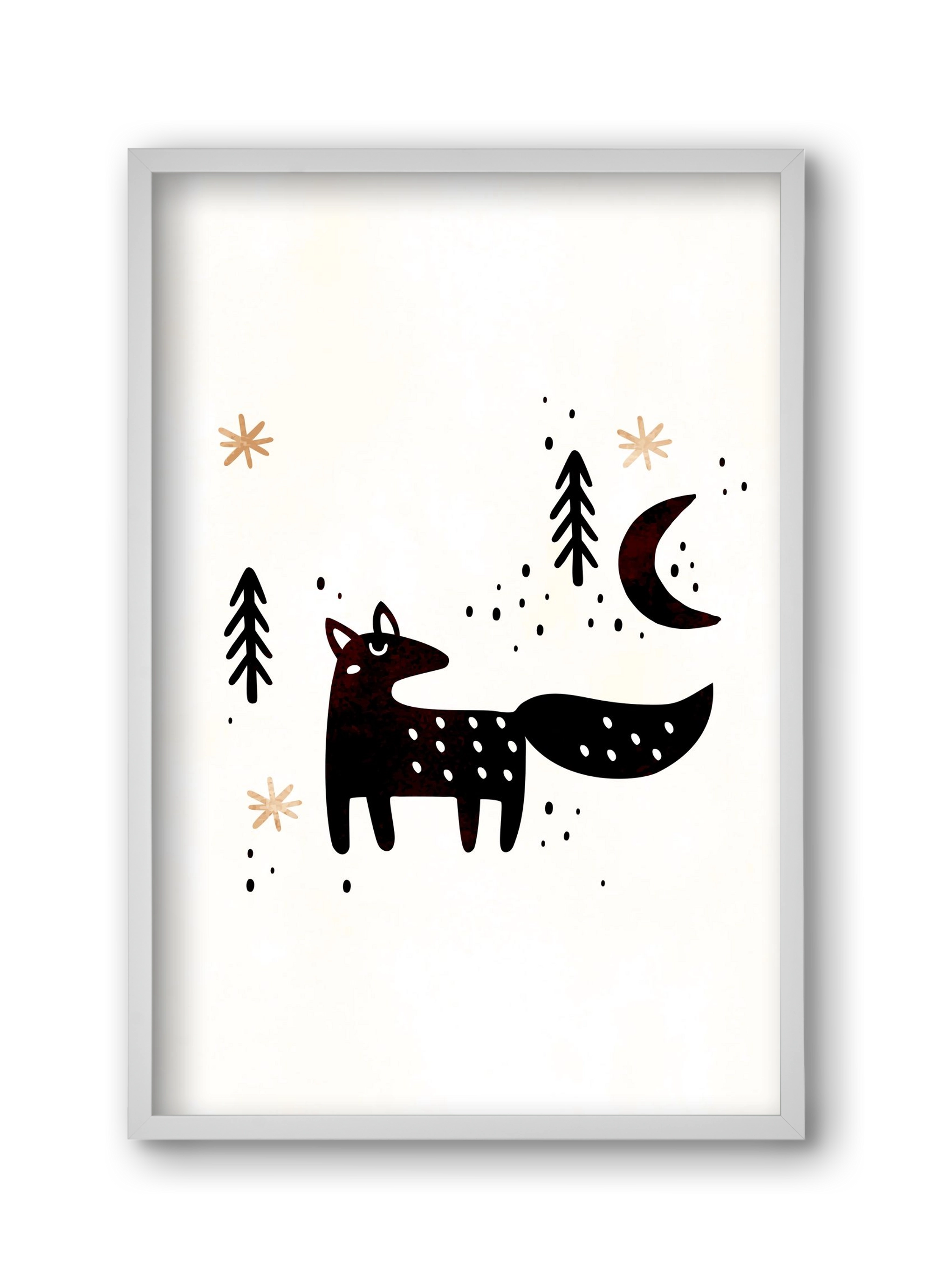 Little winter fox, 30x45 cm (30x45 cm), Fehér keret