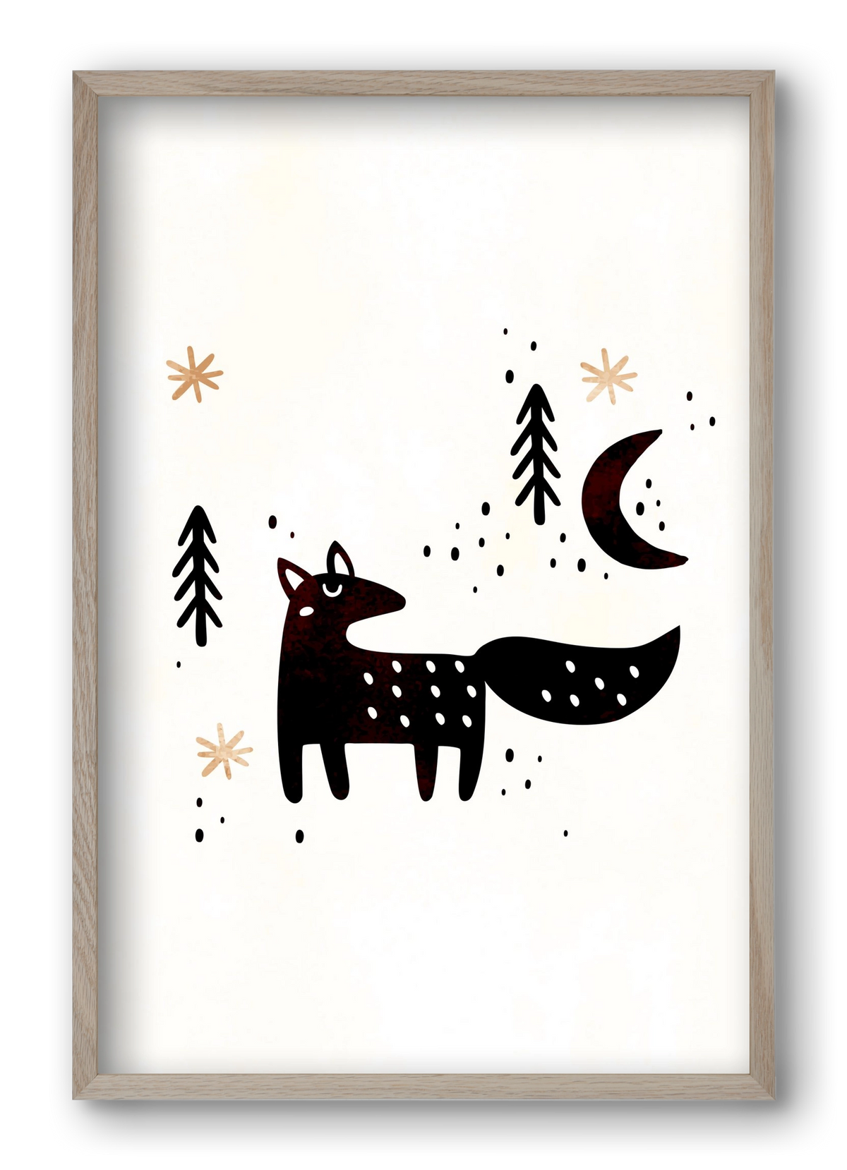 Little winter fox, 40x60 cm (40x60 cm), Tölgy keret