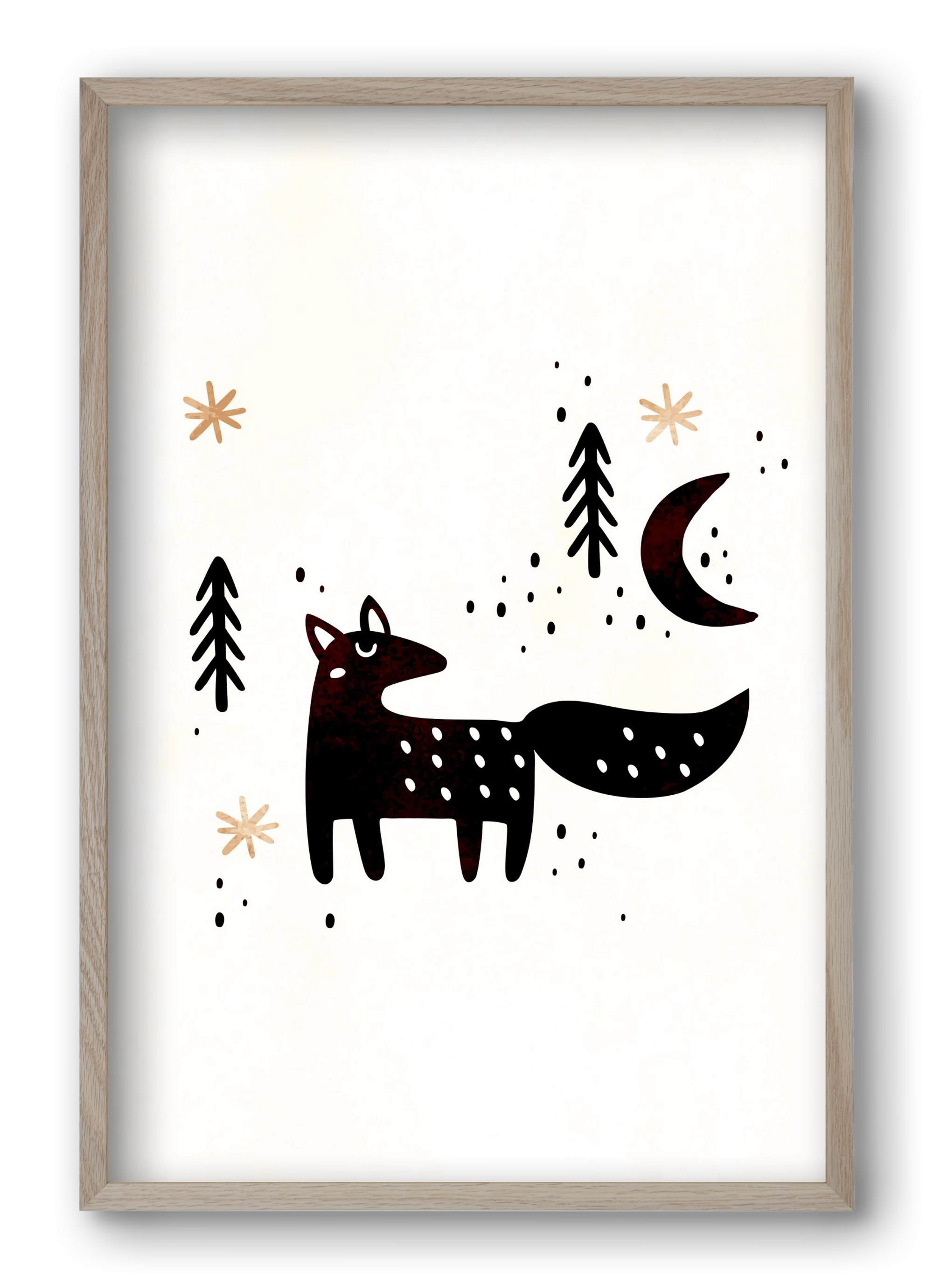 Little winter fox, 40x60 cm (40x60 cm), Tölgy keret