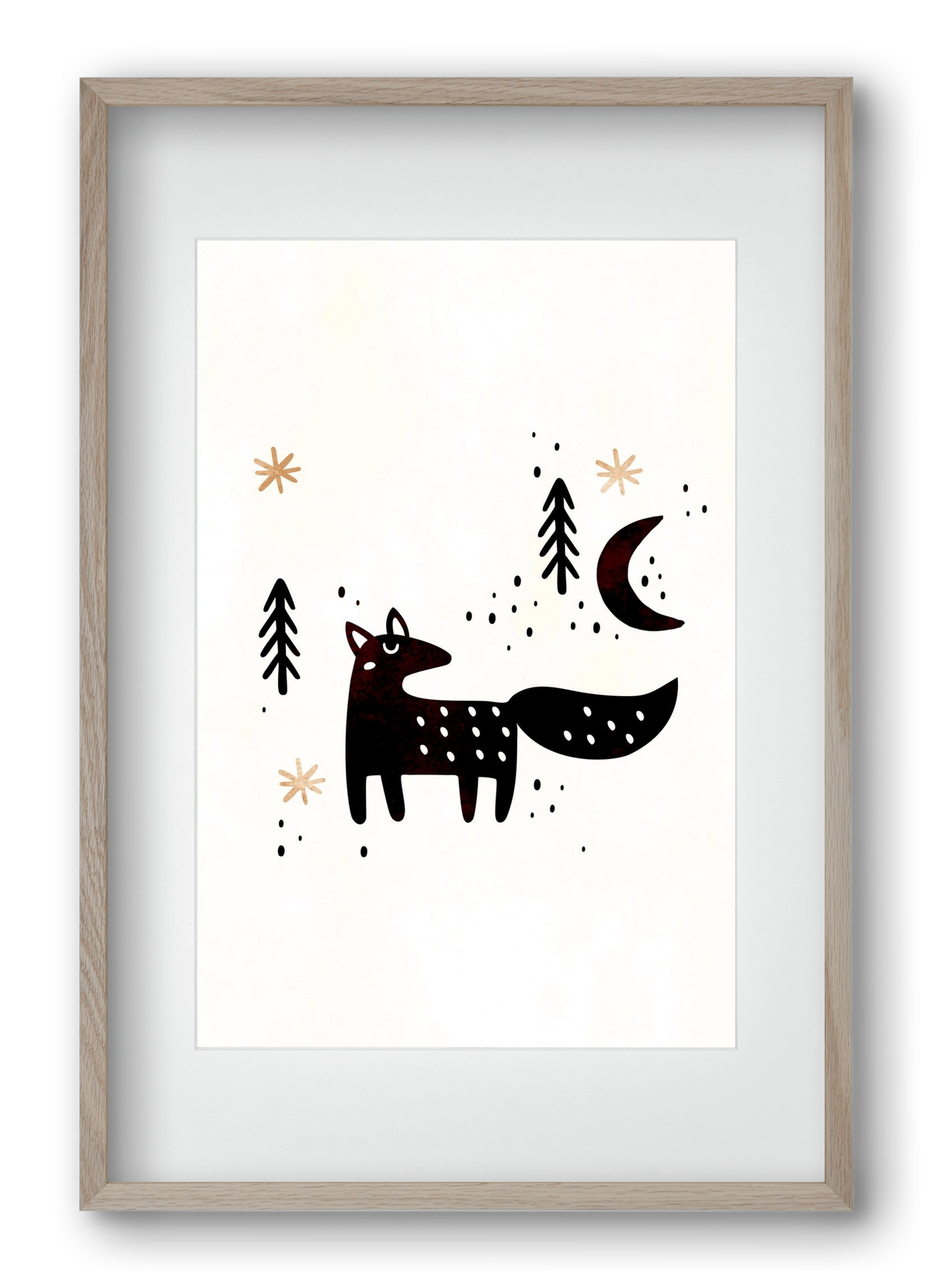 Little winter fox, 40x60 cm (30x45 cm), Tölgy keret, paszpartuval