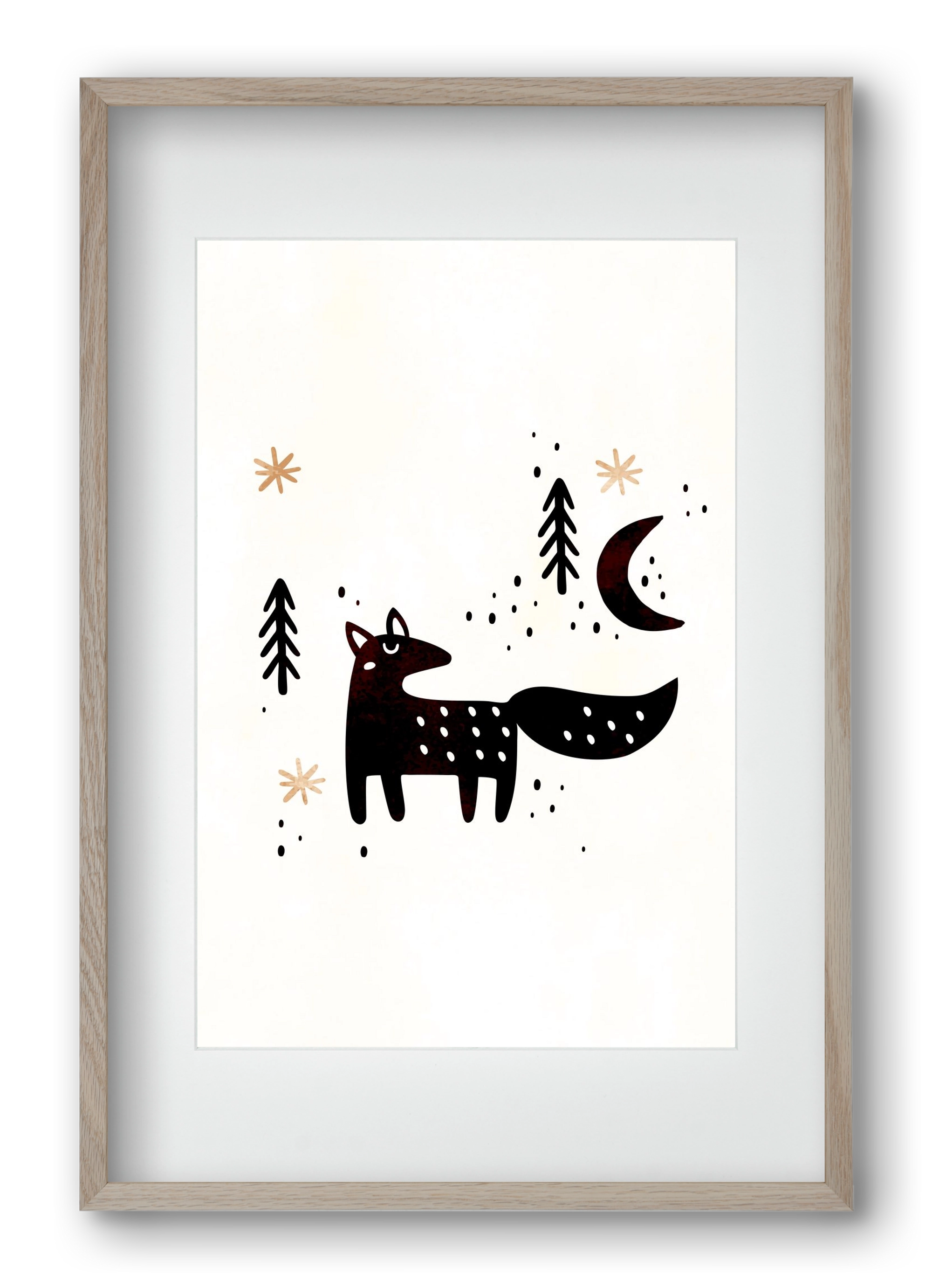 Little winter fox, 40x60 cm (30x45 cm), Tölgy keret, paszpartuval