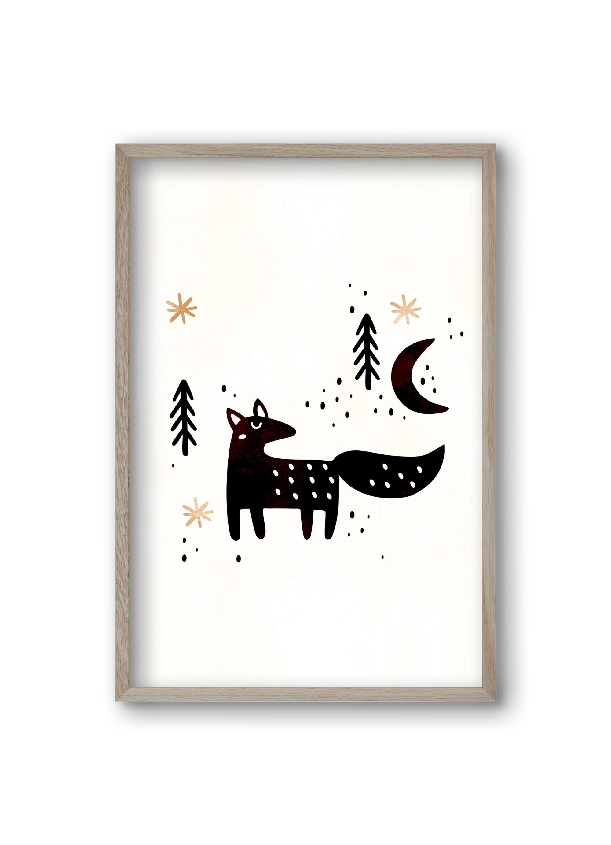 Little winter fox, 20x30 cm (20x30 cm), Tölgy keret