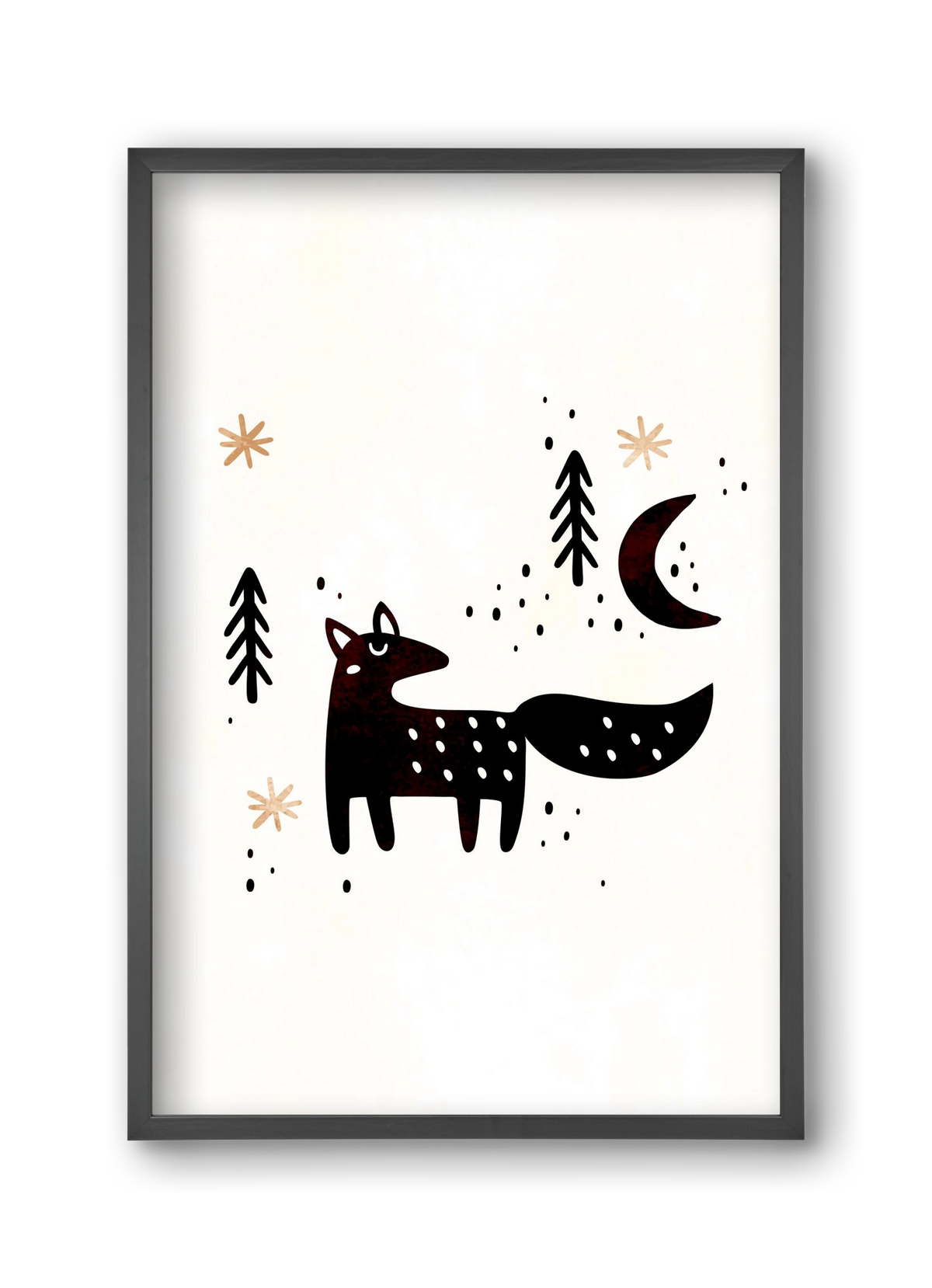 Little winter fox, 30x45 cm (30x45 cm), Fekete keret