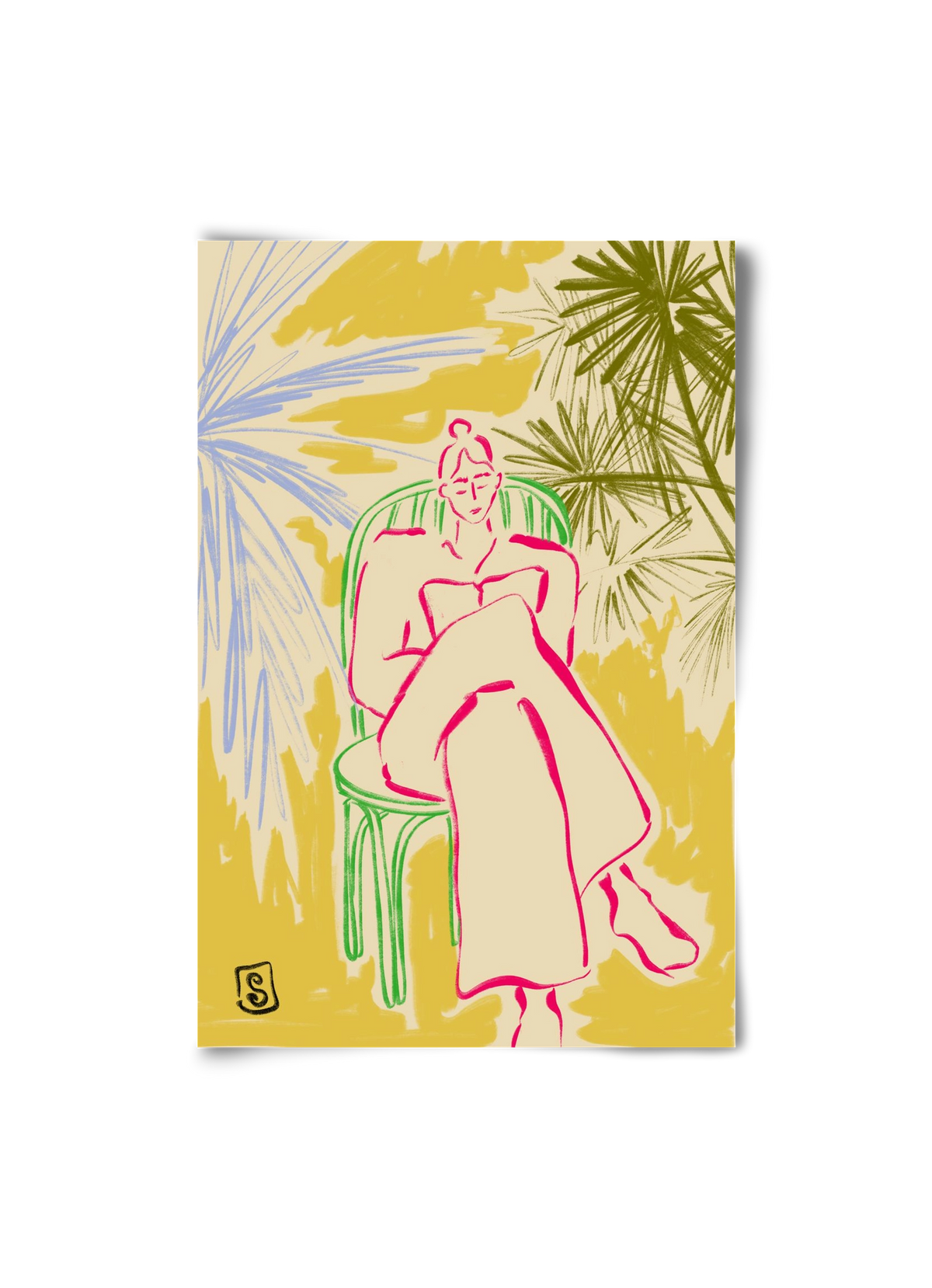 READING AMONG PALM TREES, 20x30 cm, Keret nélkül