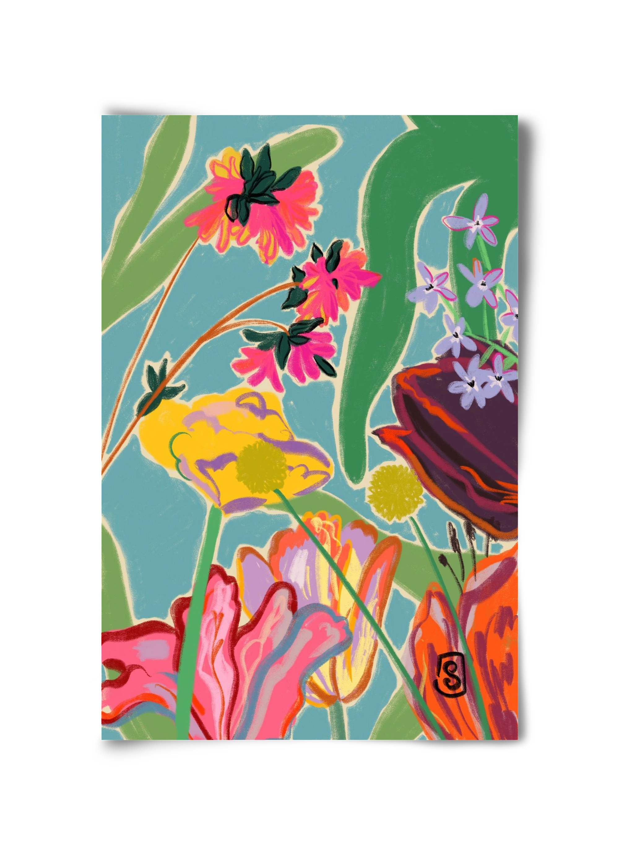 COLOURFUL FLOWERS MEDITATION, 30x45 cm, Keret nélkül