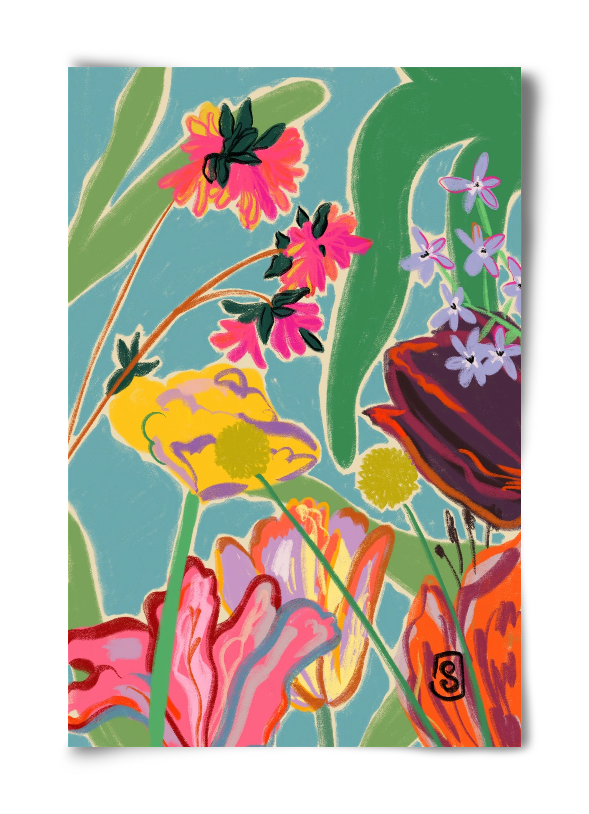 COLOURFUL FLOWERS MEDITATION, 40x60 cm, Keret nélkül