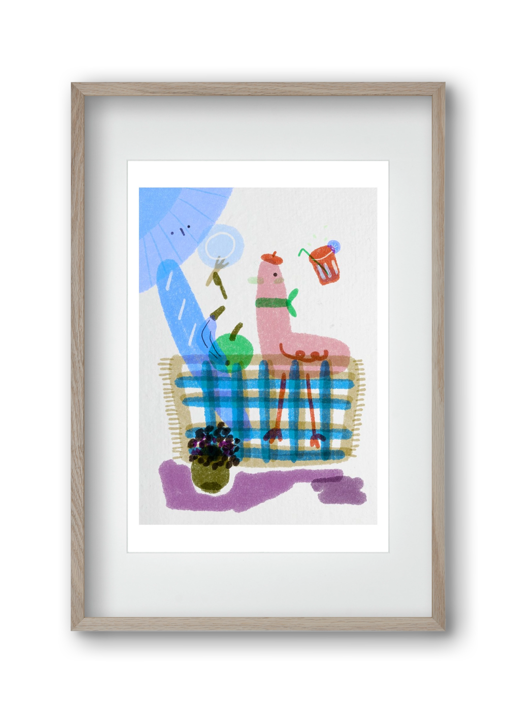 Picnic nr. 2, 30x45 cm (20x30 cm), Tölgy keret, paszpartuval