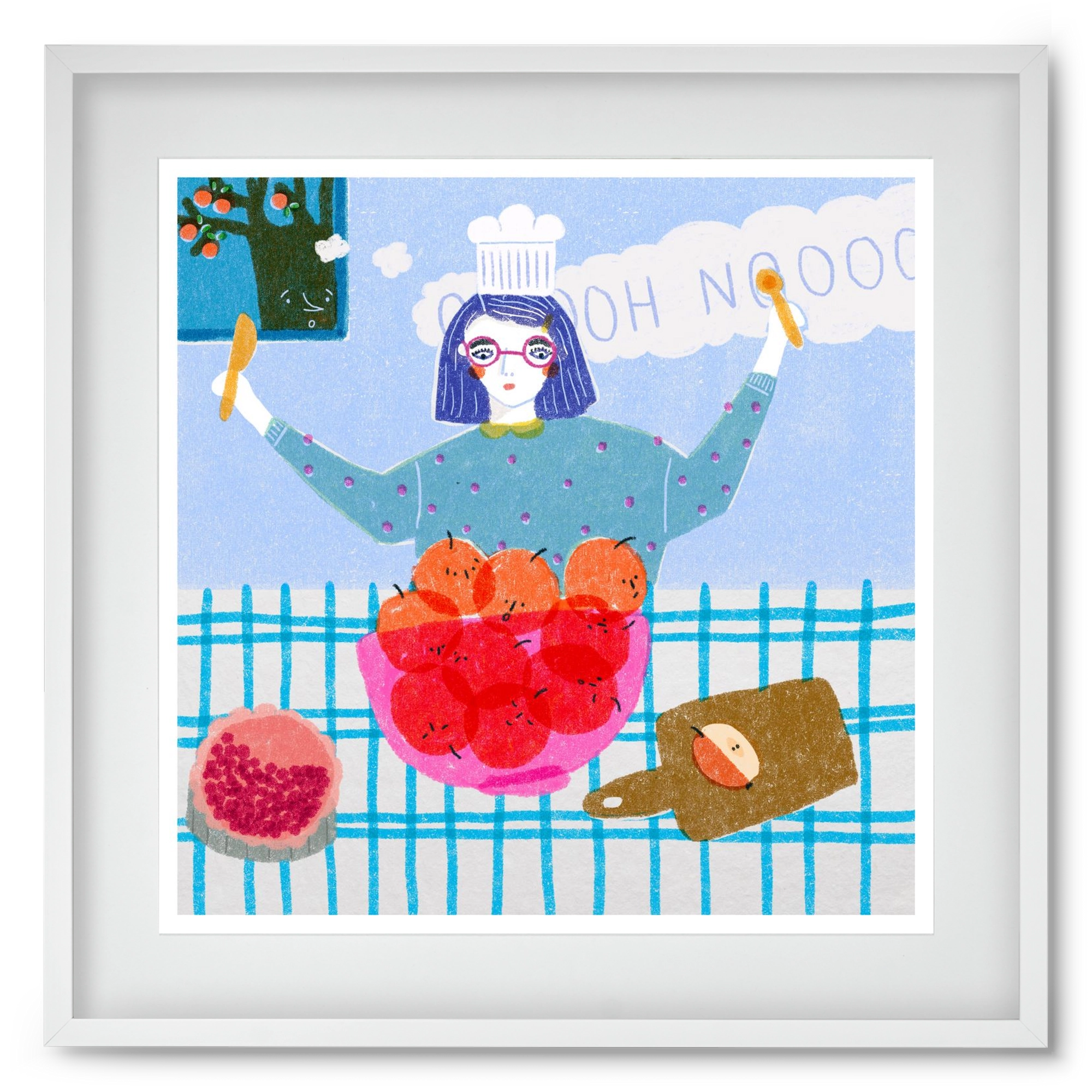 Almáspite, 50x50 cm (40x40 cm), Fehér keret, paszpartuval