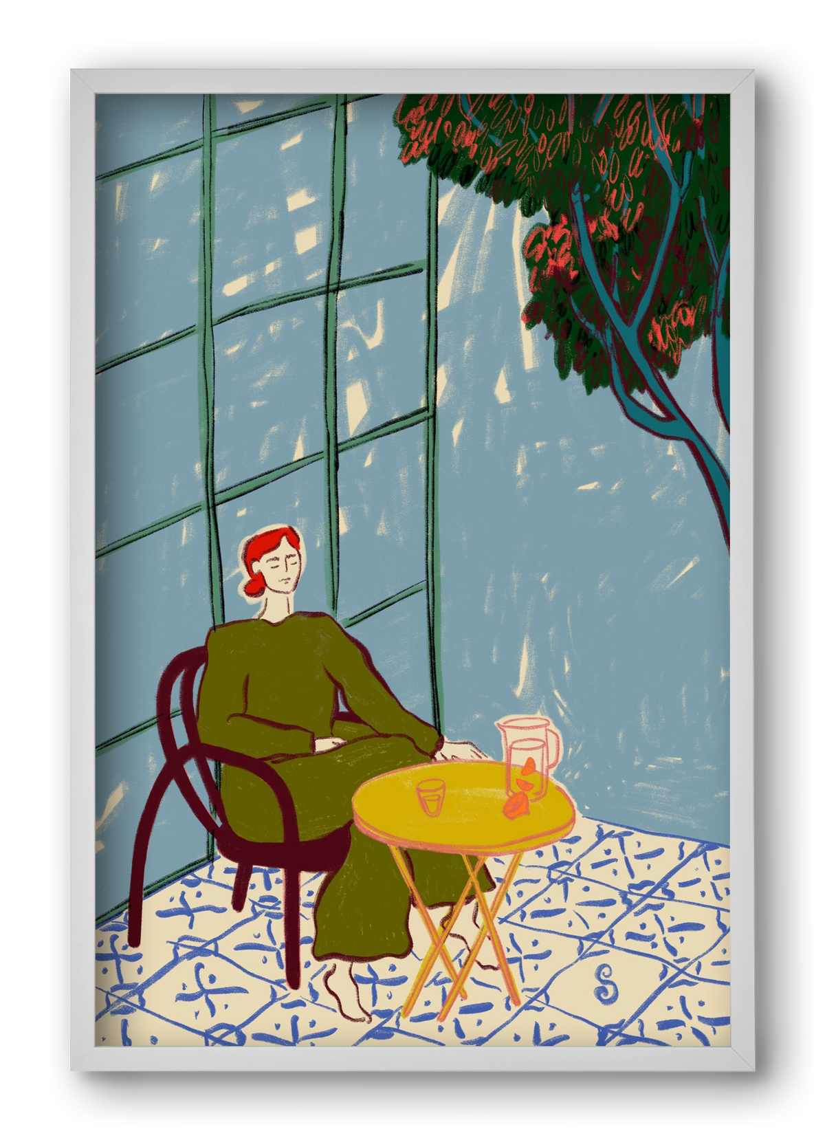 WOMAN UNDER A TREE, 40x60 cm (40x60 cm), Fehér keret
