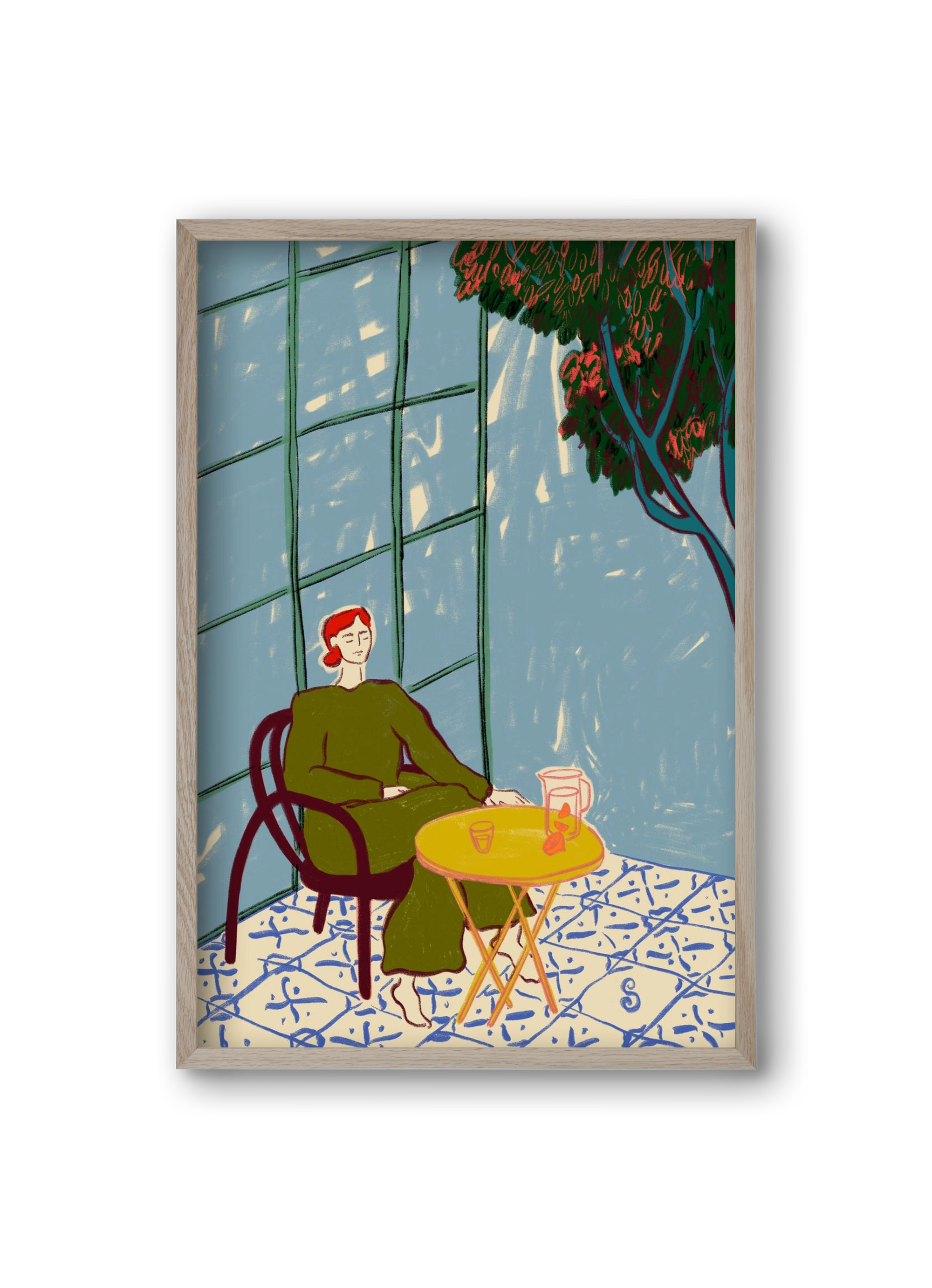 WOMAN UNDER A TREE, 20x30 cm (20x30 cm), Tölgy keret