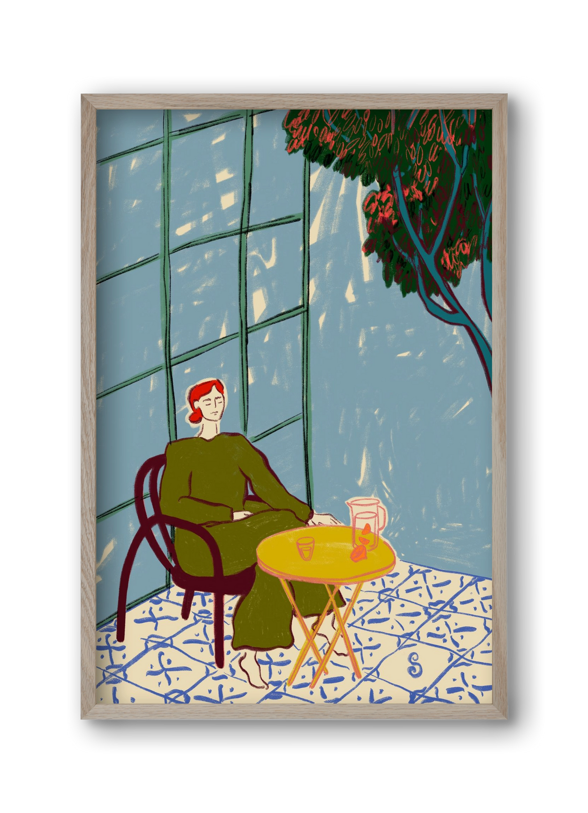 WOMAN UNDER A TREE, 30x45 cm (30x45 cm), Tölgy keret