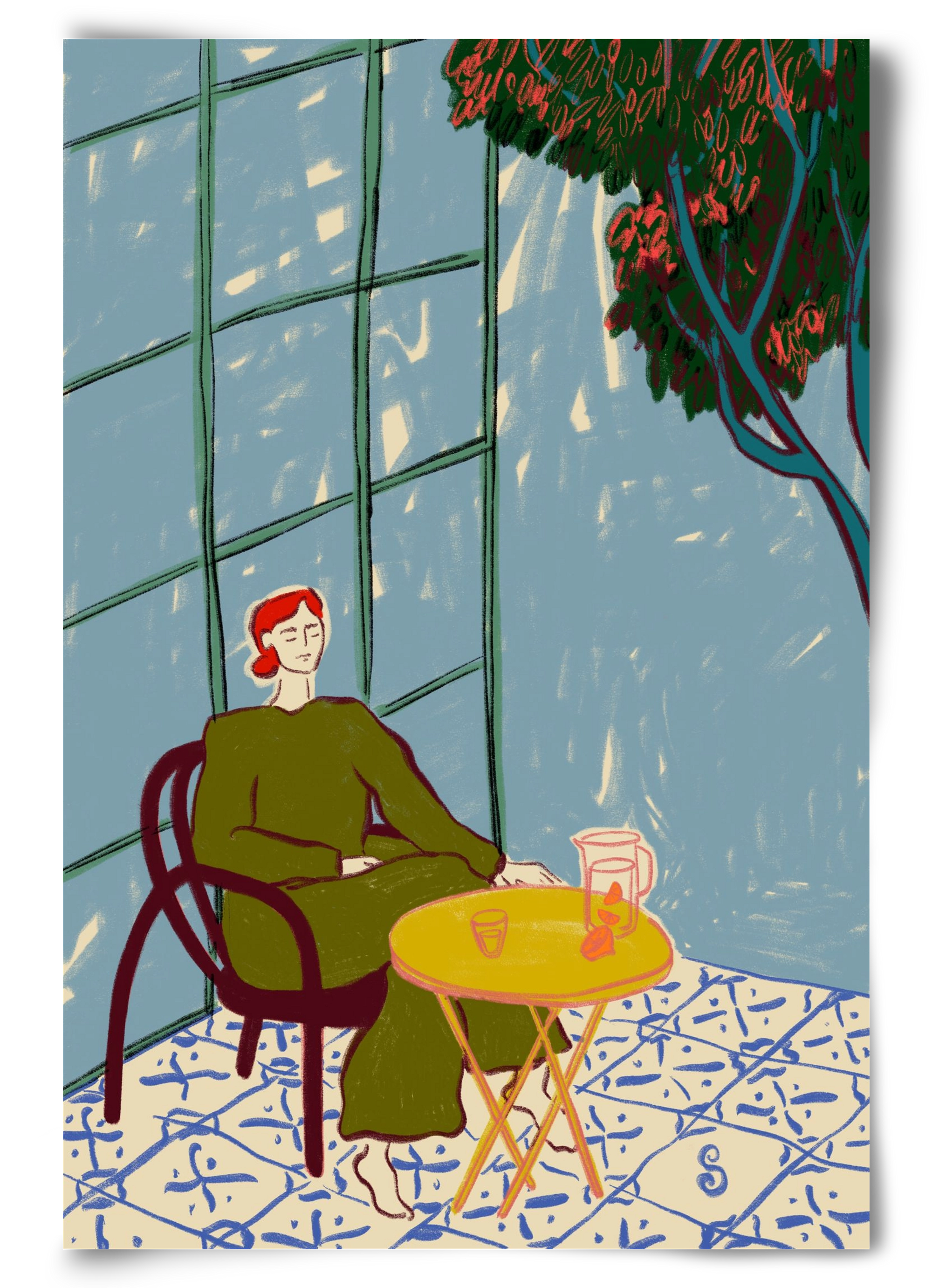 WOMAN UNDER A TREE, 60x90 cm, Keret nélkül