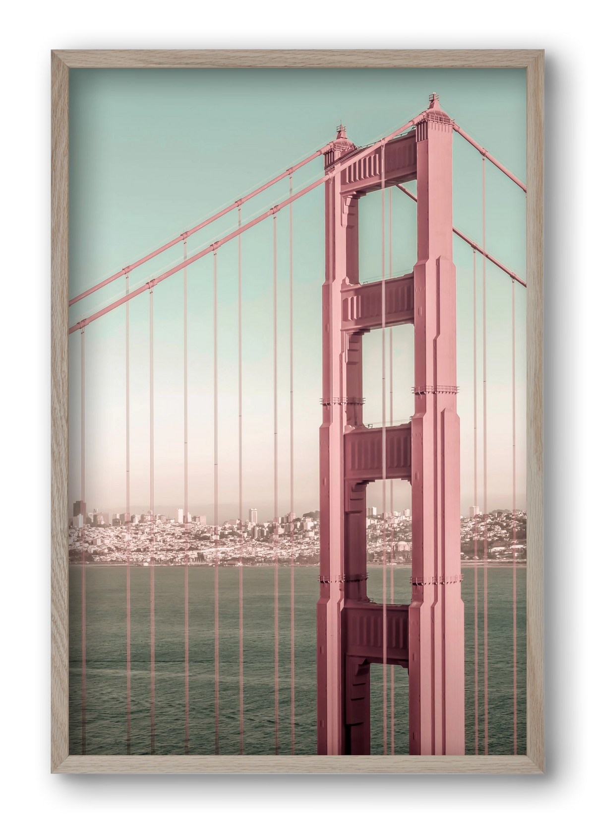 Golden Gate Bridge | urban vintage style, 40x60 cm (40x60 cm), Tölgy keret