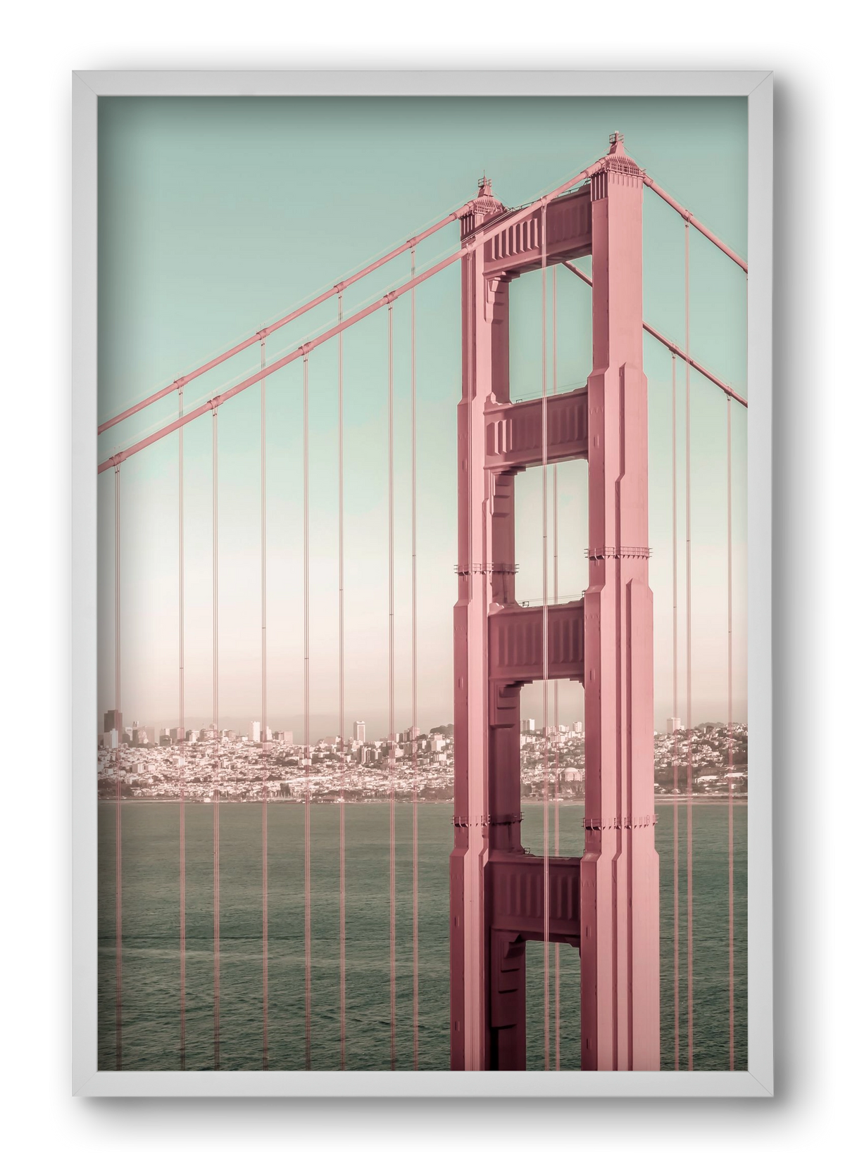 Golden Gate Bridge | urban vintage style, 40x60 cm (40x60 cm), Fehér keret