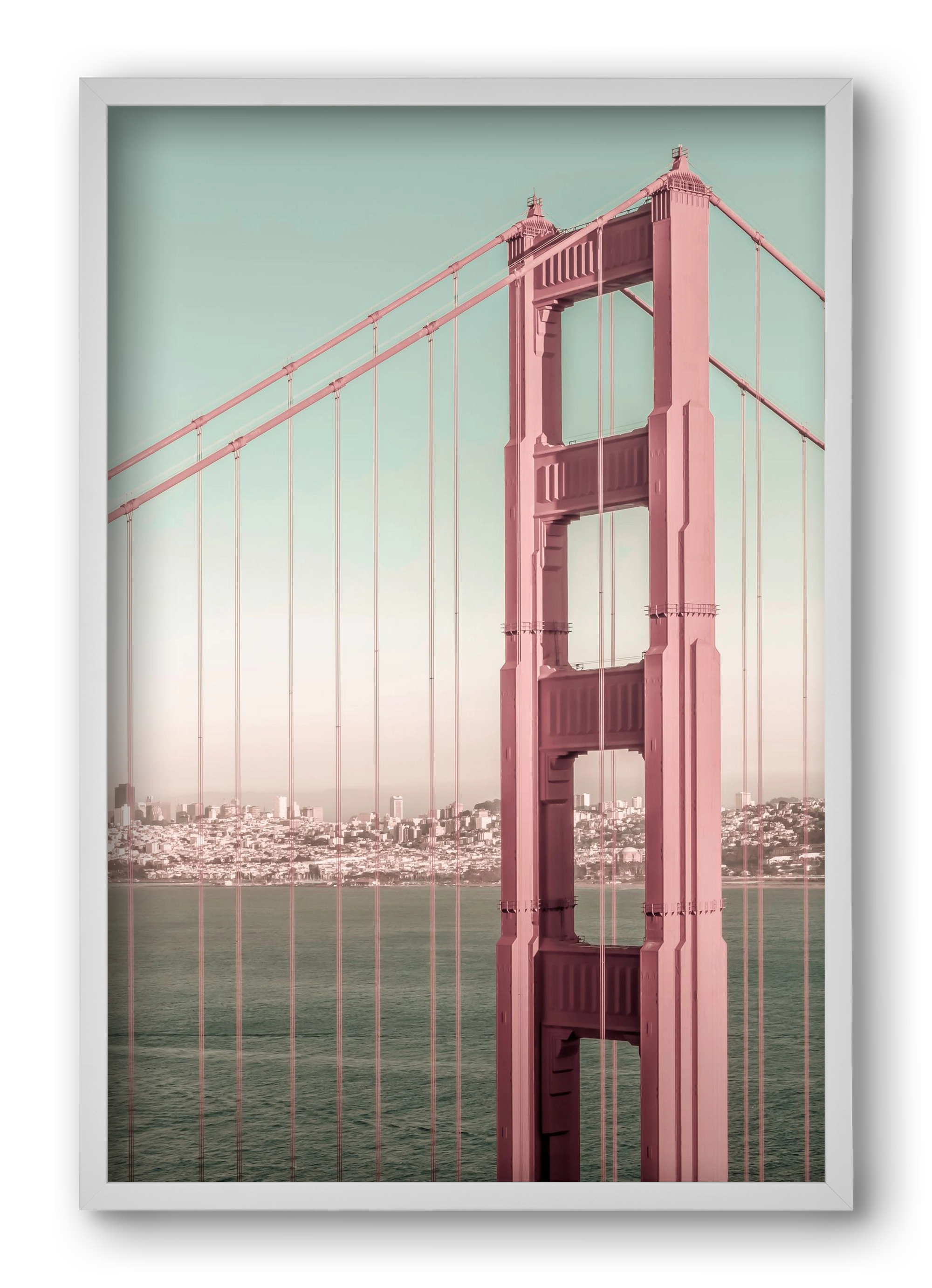 Golden Gate Bridge | urban vintage style, 40x60 cm (40x60 cm), Fehér keret