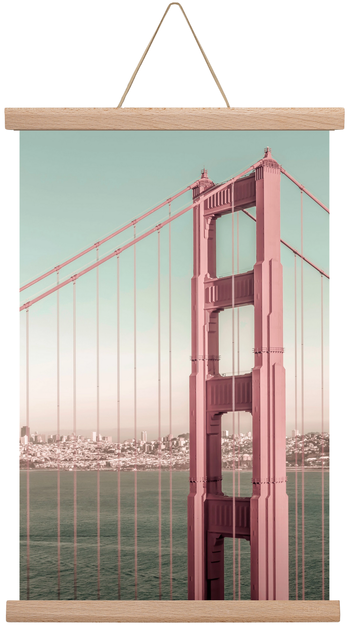 Golden Gate Bridge | urban vintage style, 30x45 cm (30x45 cm), Tölgy akasztó
