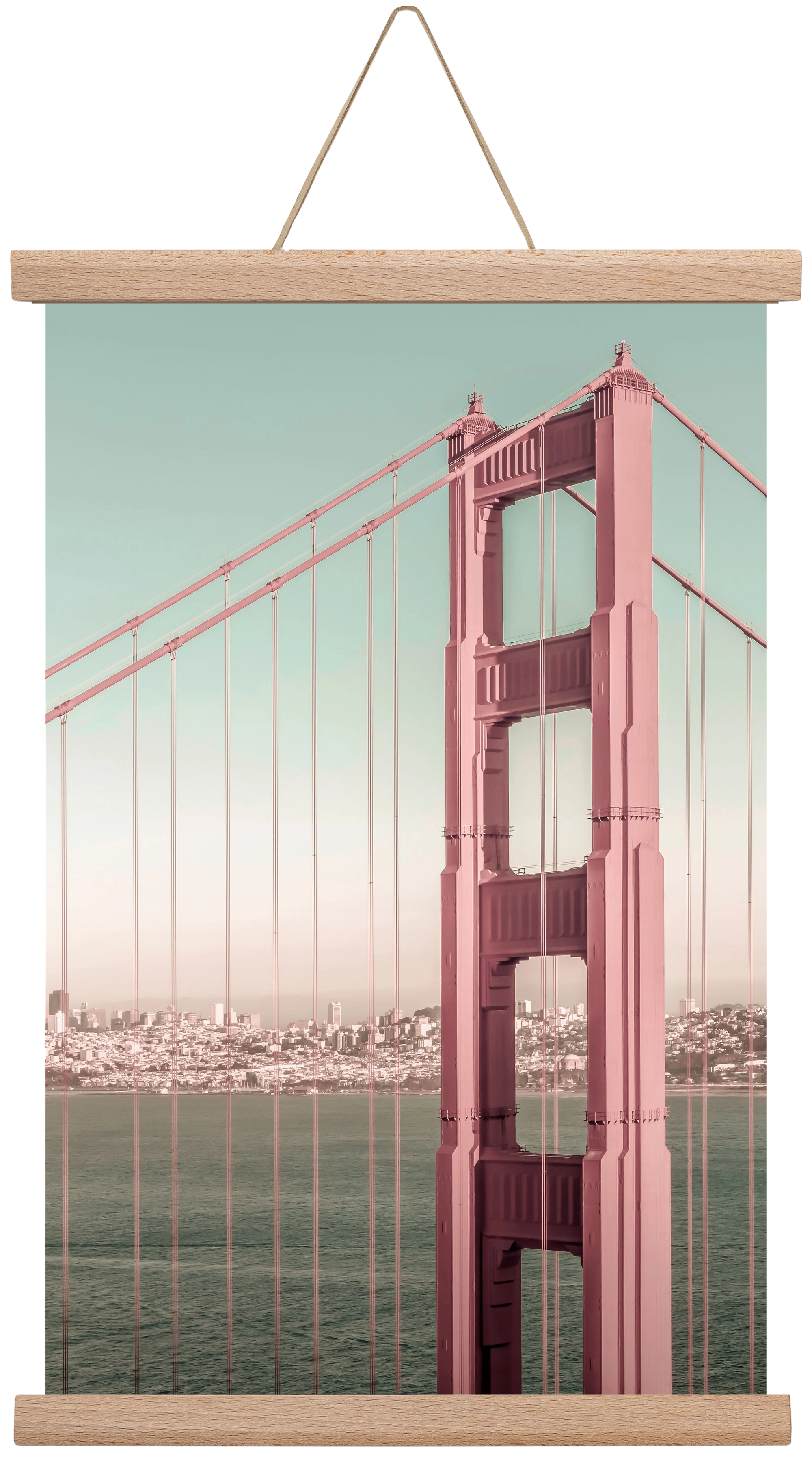 Golden Gate Bridge | urban vintage style, 30x45 cm (30x45 cm), Tölgy akasztó