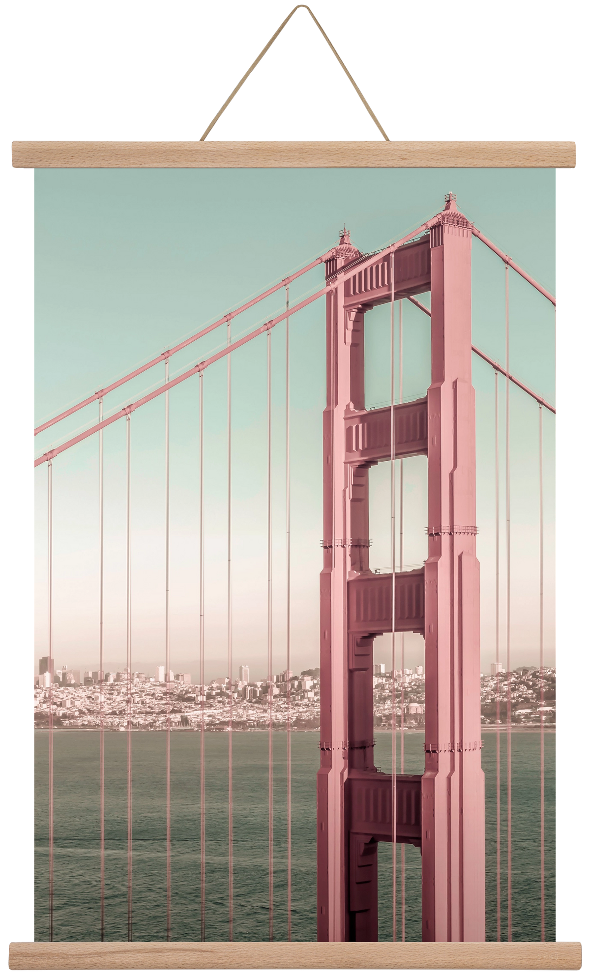 Golden Gate Bridge | urban vintage style, 40x60 cm (40x60 cm), Tölgy akasztó