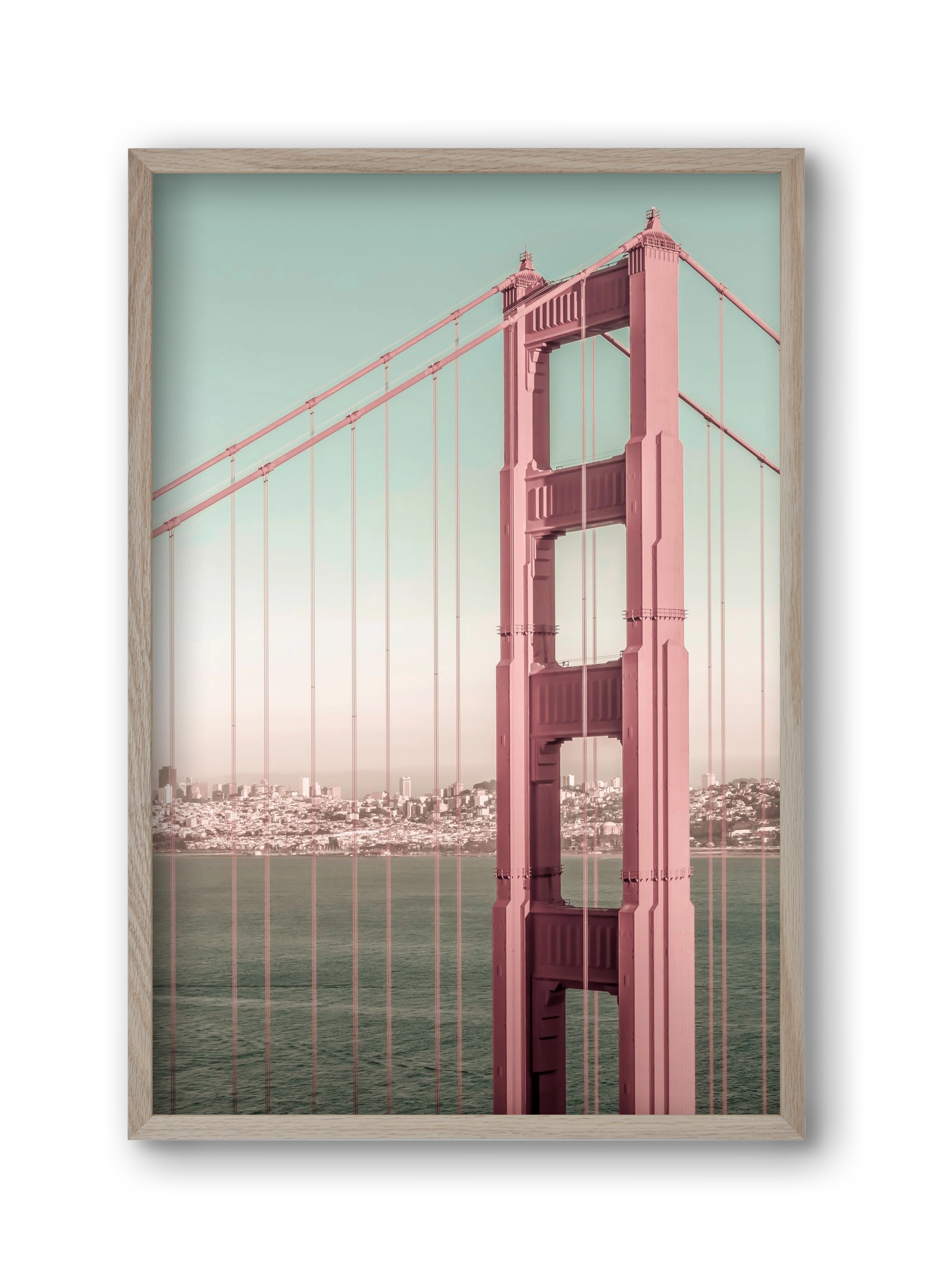 Golden Gate Bridge | urban vintage style, 30x45 cm (30x45 cm), Tölgy keret