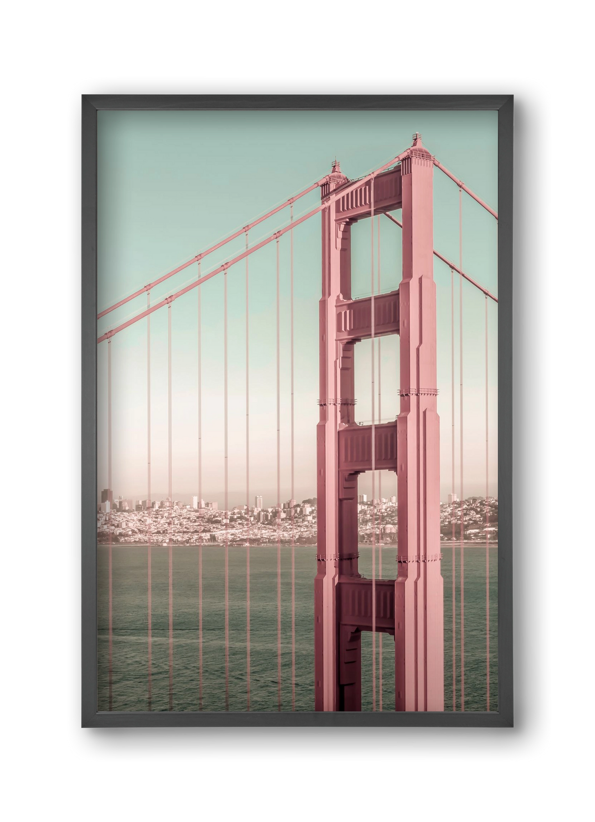 Golden Gate Bridge | urban vintage style, 30x45 cm (30x45 cm), Fekete keret