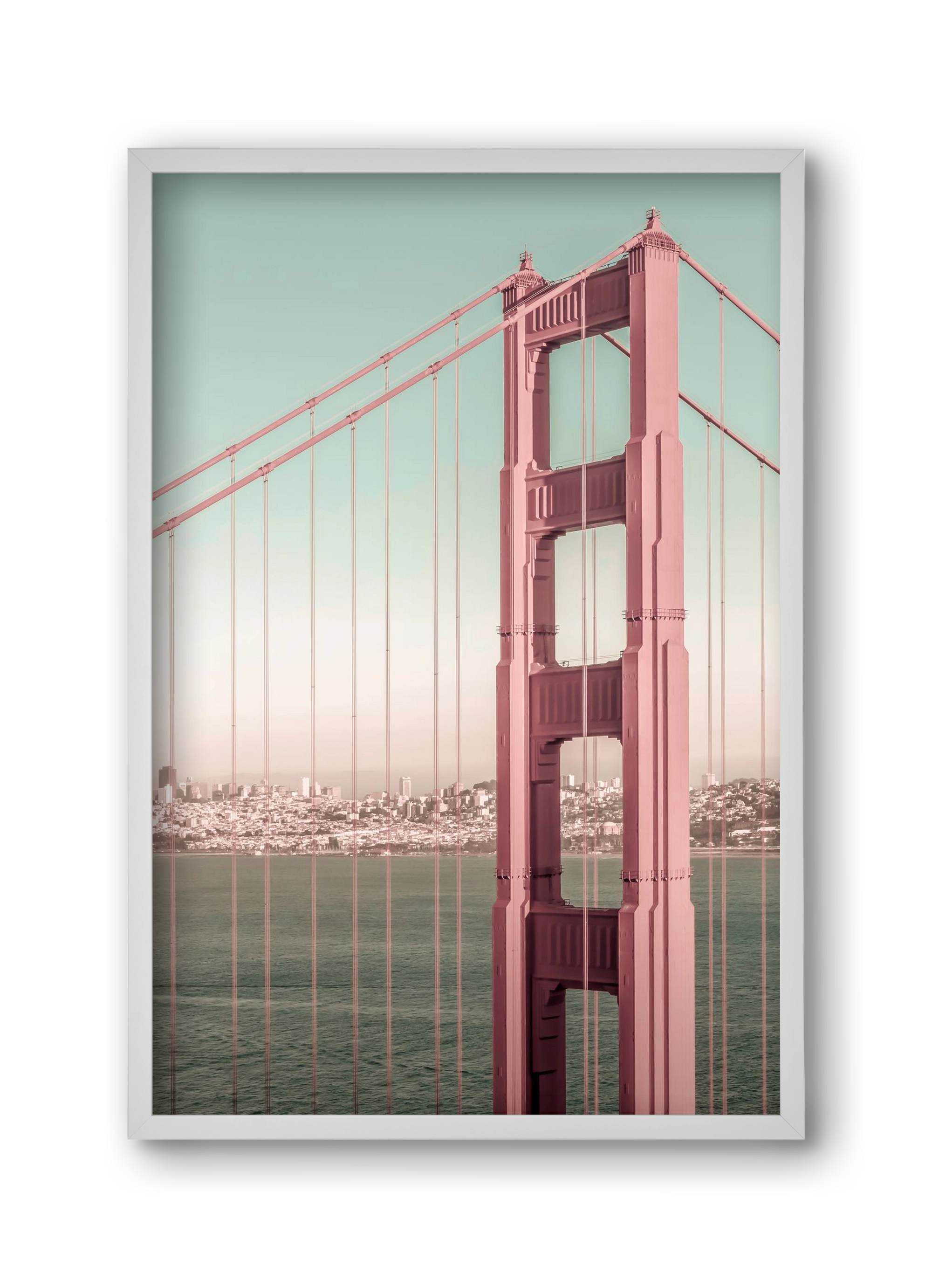 Golden Gate Bridge | urban vintage style, 30x45 cm (30x45 cm), Fehér keret
