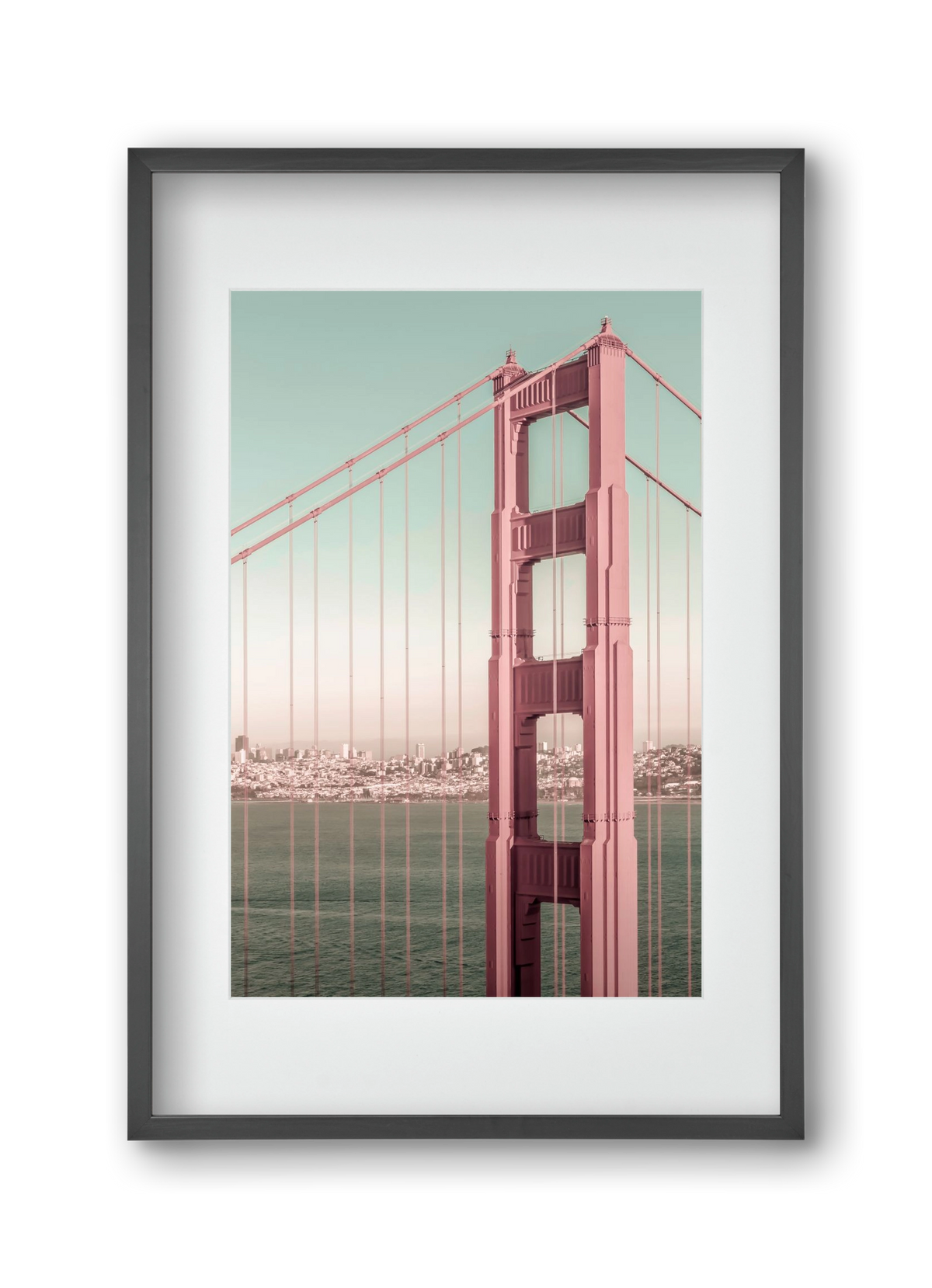 Golden Gate Bridge | urban vintage style, 30x45 cm (20x30 cm), Fekete keret, paszpartuval