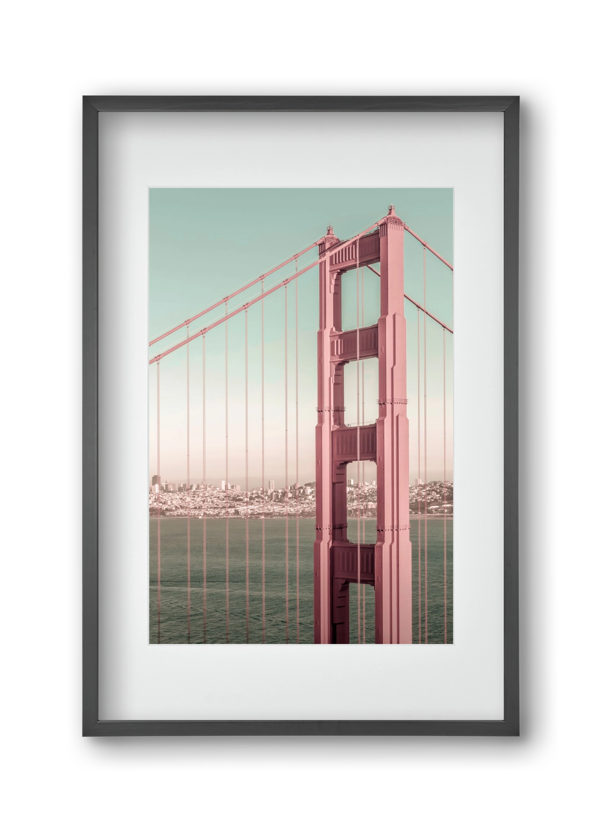 Golden Gate Bridge | urban vintage style, 30x45 cm (20x30 cm), Fekete keret, paszpartuval