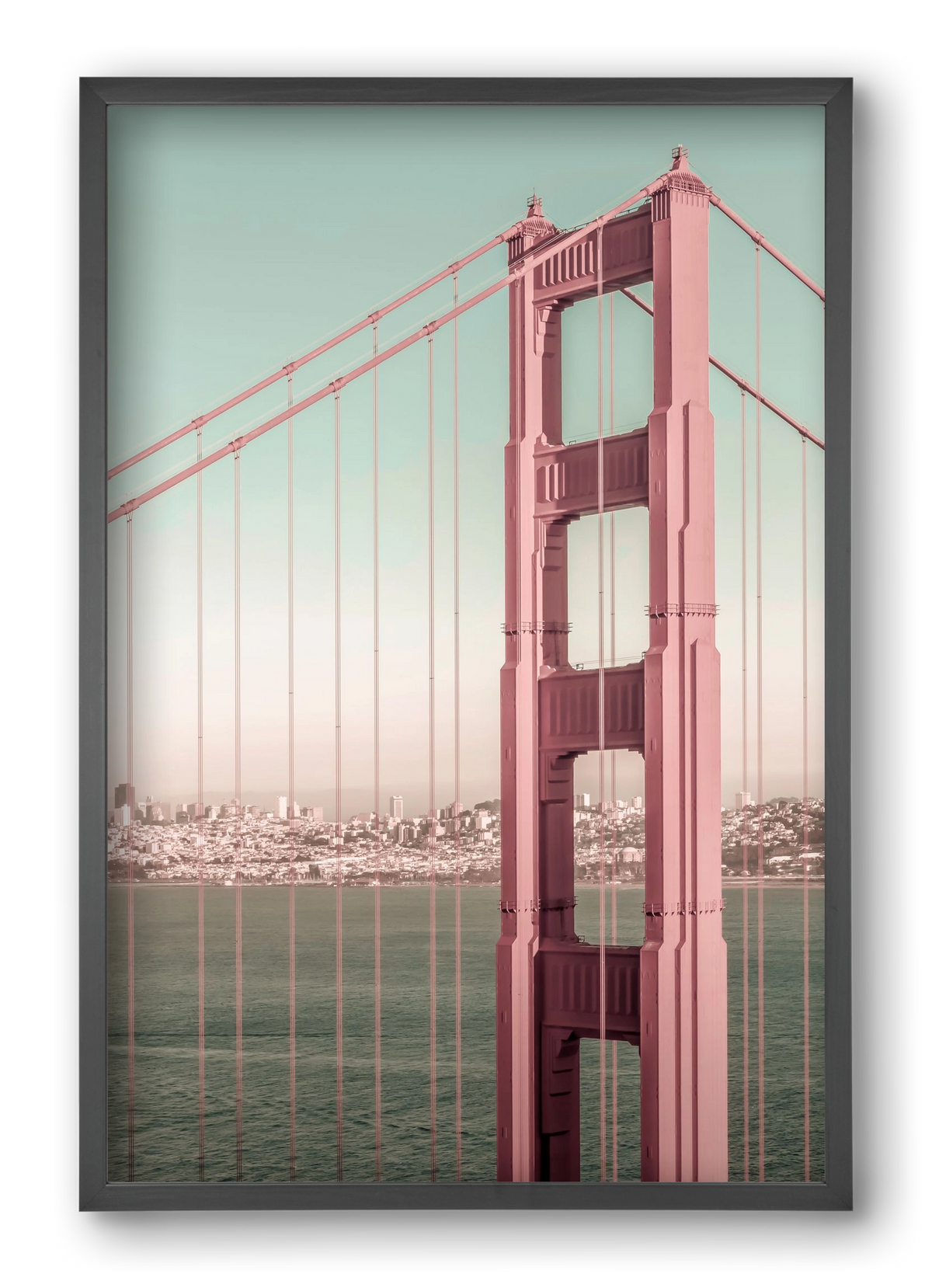 Golden Gate Bridge | urban vintage style, 40x60 cm (40x60 cm), Fekete keret
