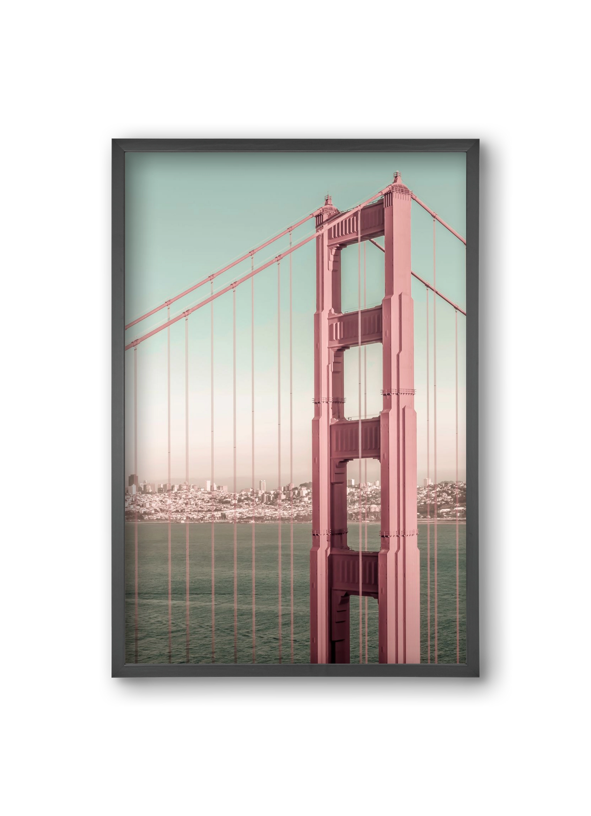 Golden Gate Bridge | urban vintage style, 20x30 cm (20x30 cm), Fekete keret