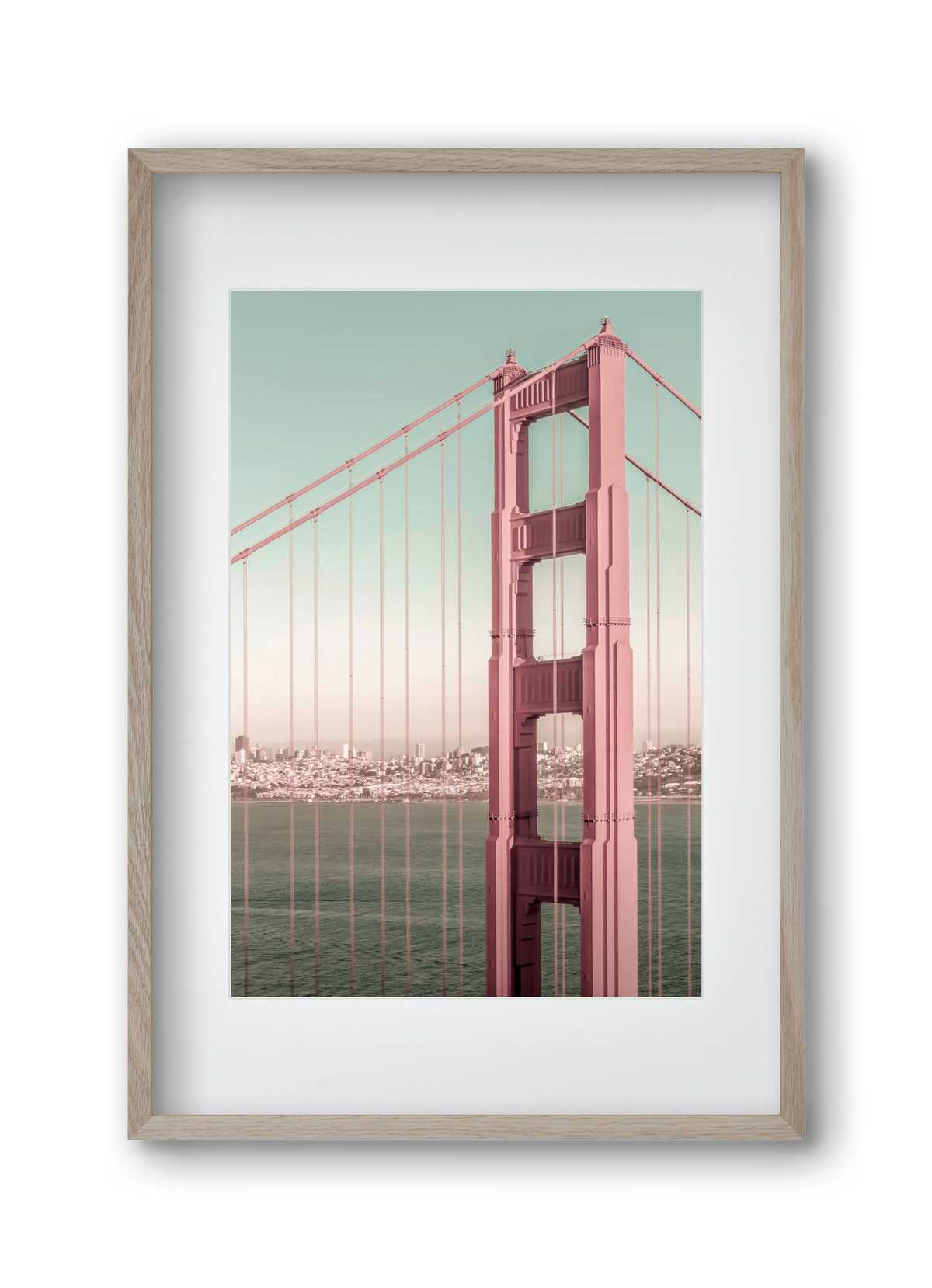 Golden Gate Bridge | urban vintage style, 30x45 cm (20x30 cm), Tölgy keret, paszpartuval