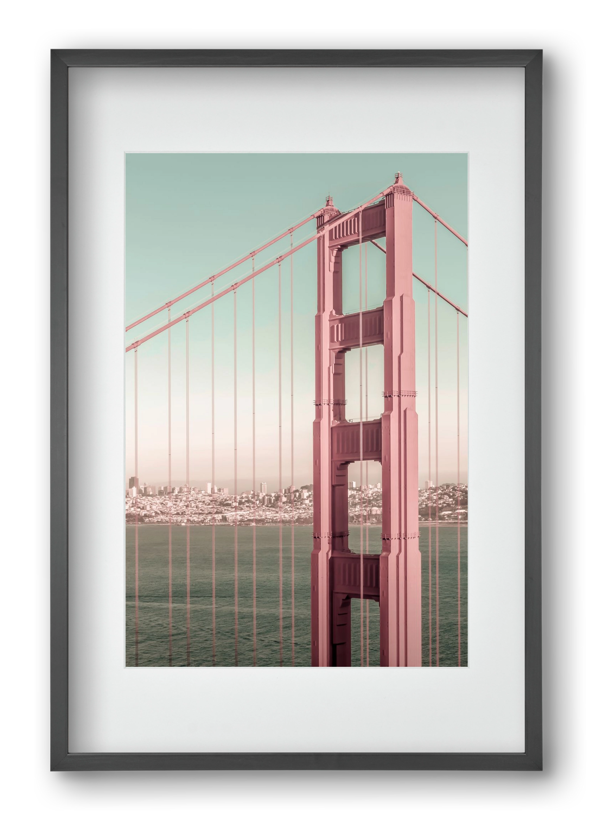 Golden Gate Bridge | urban vintage style, 40x60 cm (30x45 cm), Fekete keret, paszpartuval